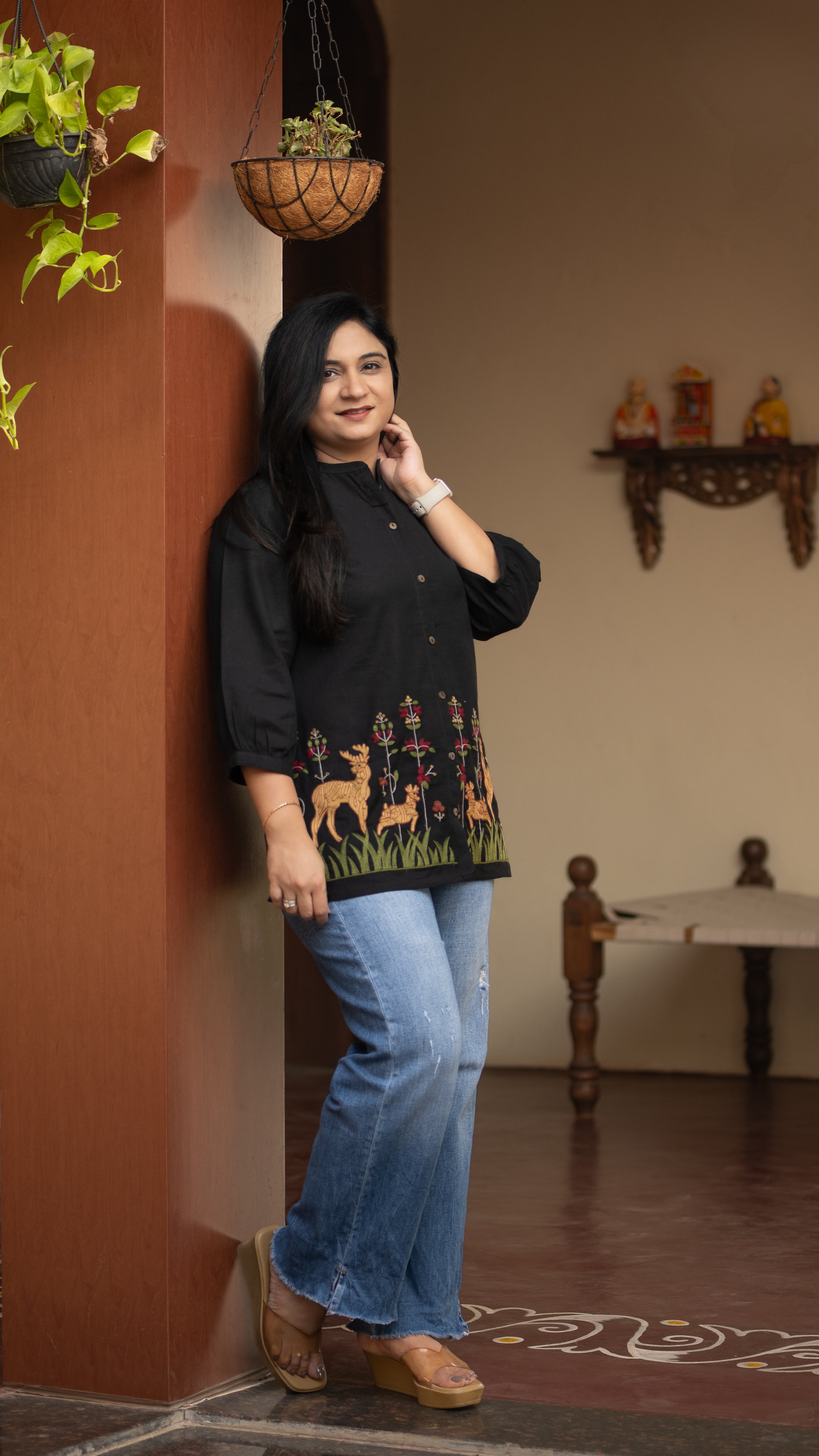 Arika Cotton Embroidered Short Top - The Jaipur Studio