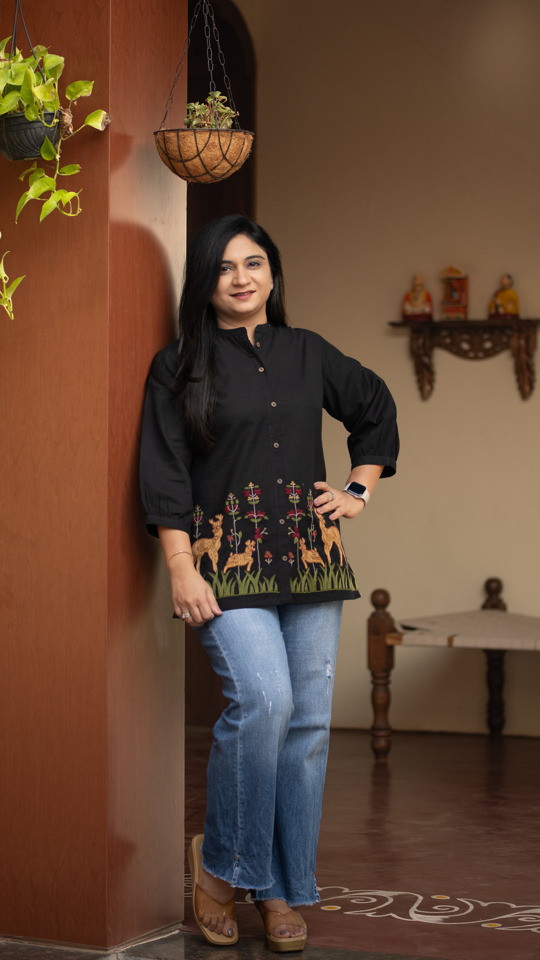 Arika Cotton Embroidered Short Top - The Jaipur Studio