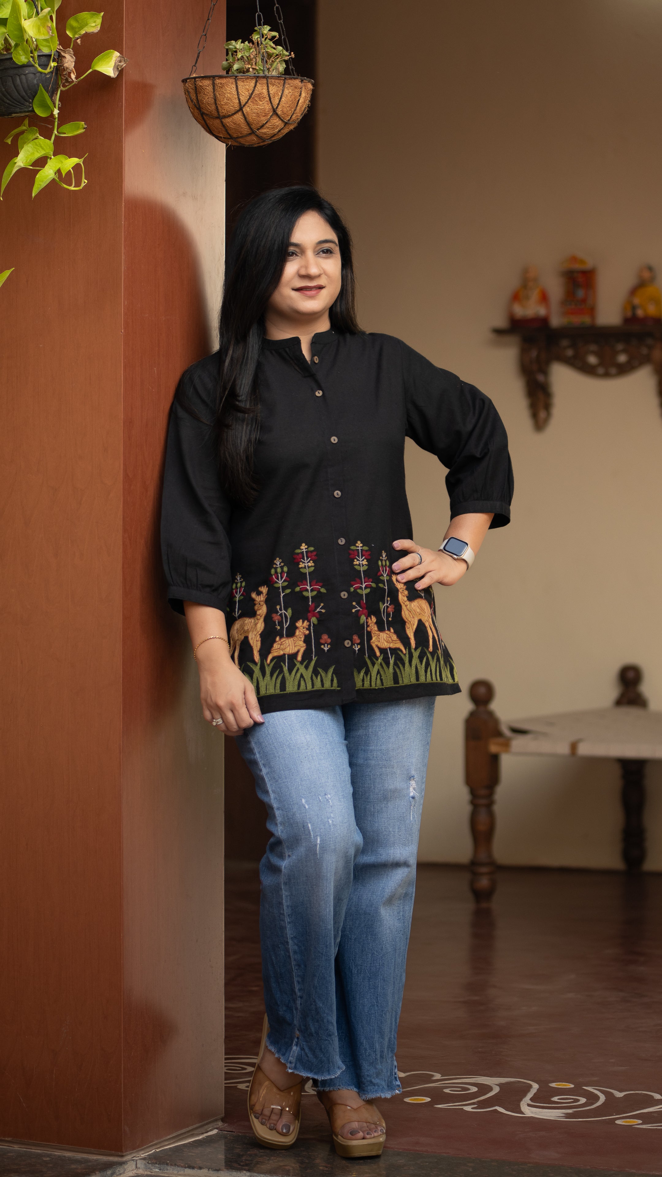 Arika Cotton Embroidered Short Top - The Jaipur Studio