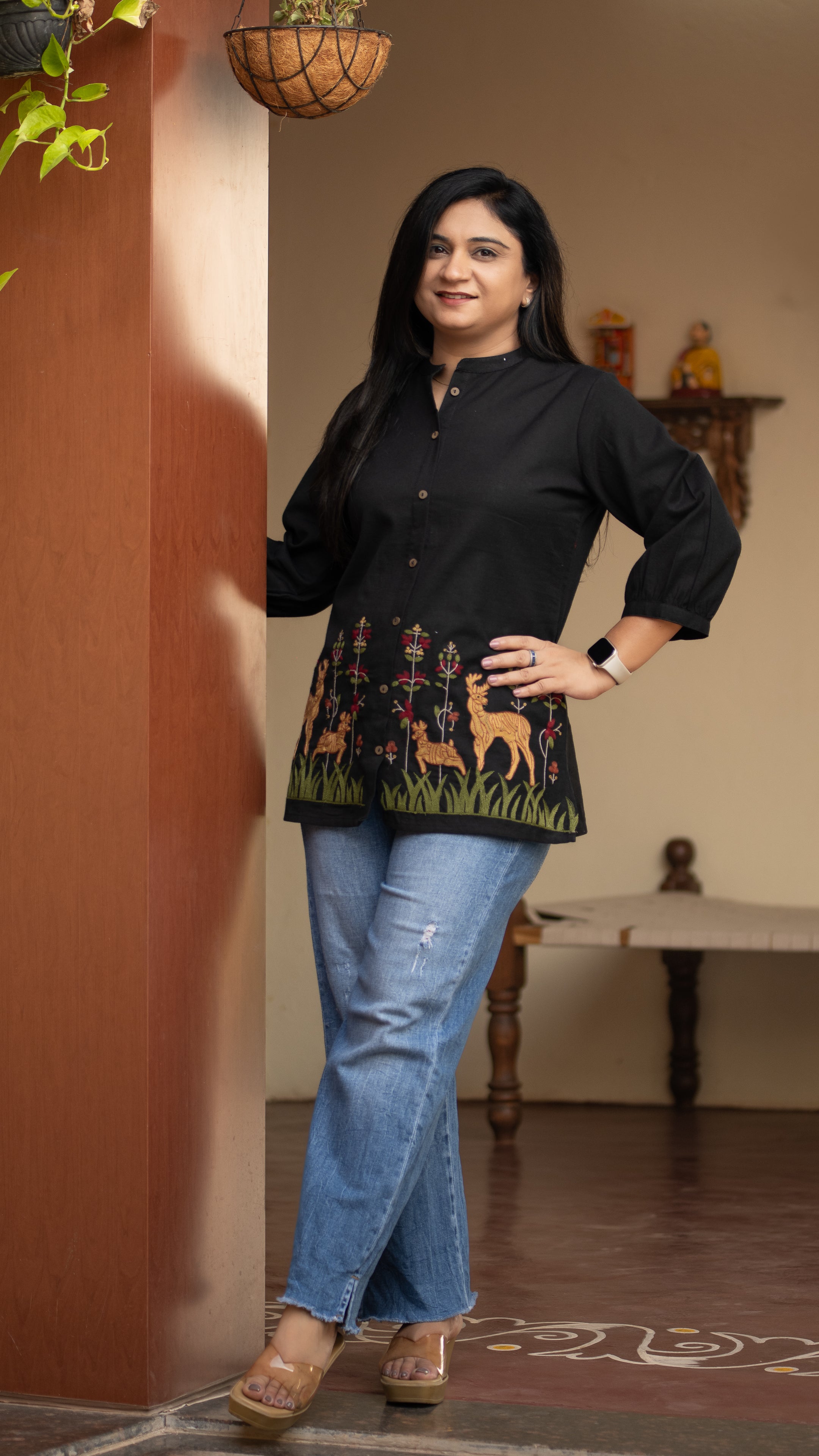Arika Cotton Embroidered Short Top - The Jaipur Studio