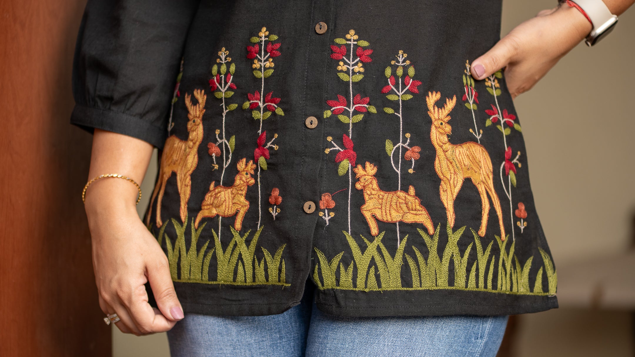 Arika Cotton Embroidered Short Top - The Jaipur Studio