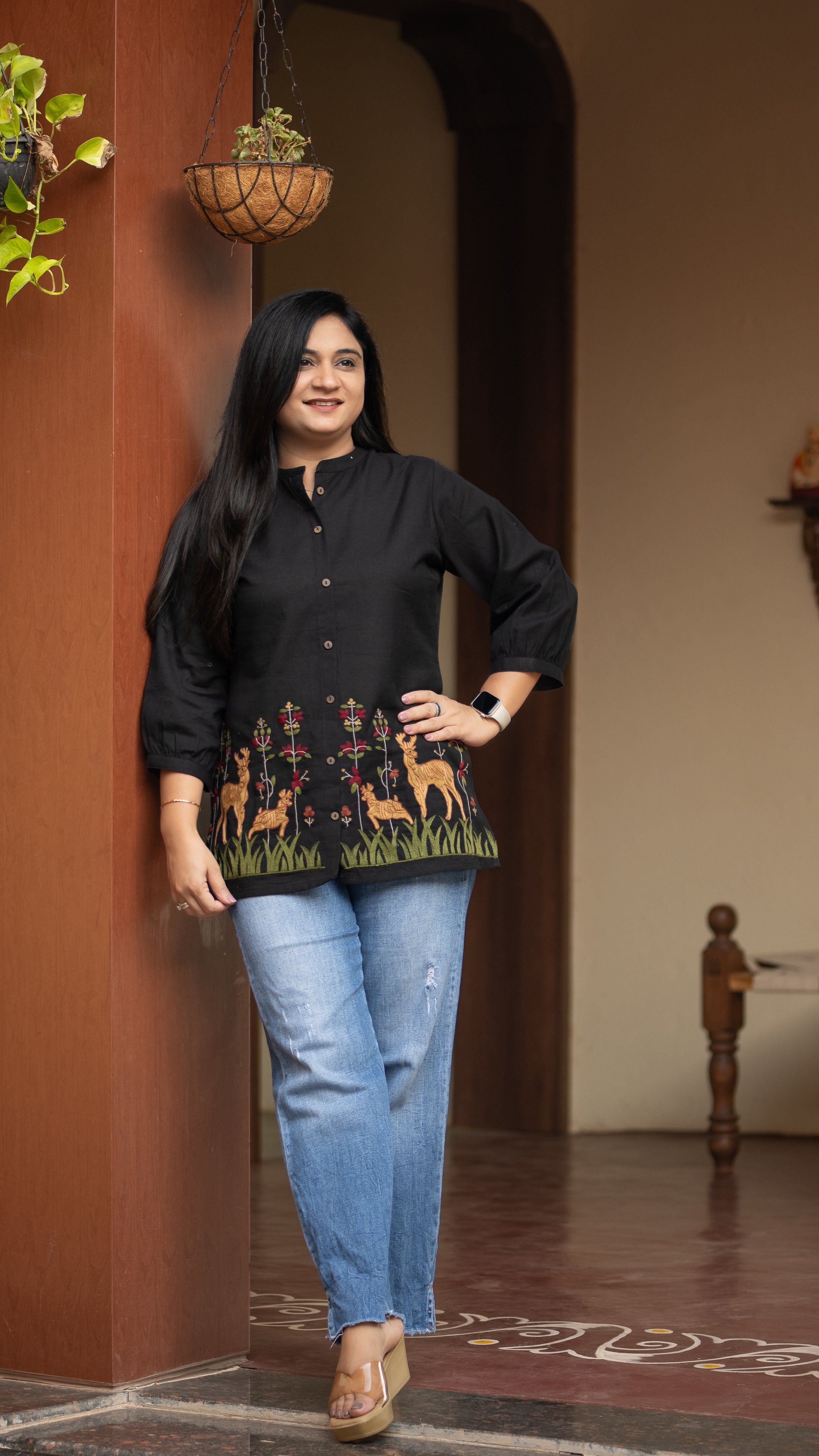 Arika Cotton Embroidered Short Top - The Jaipur Studio