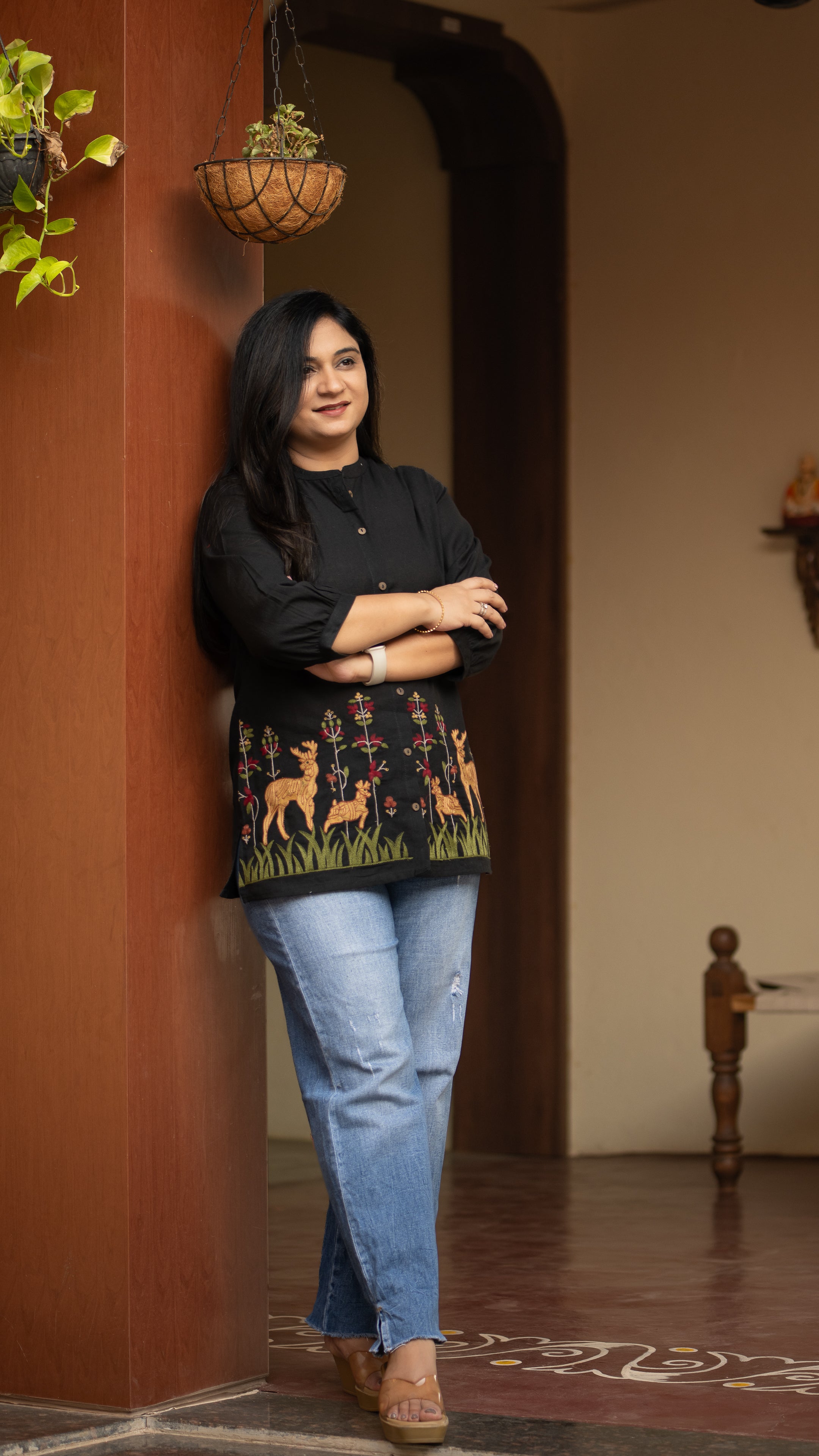 Arika Cotton Embroidered Short Top - The Jaipur Studio