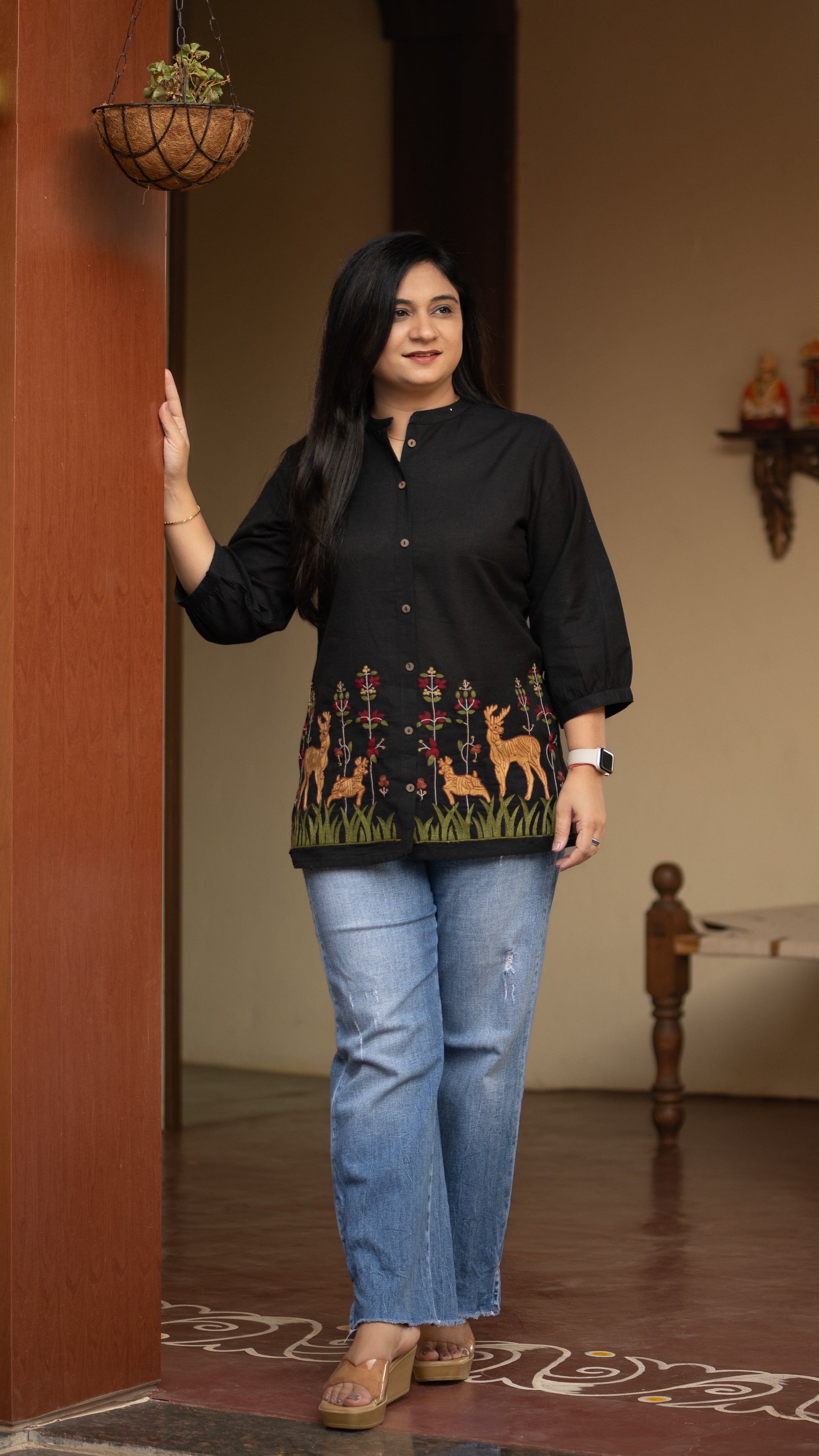 Arika Cotton Embroidered Short Top - The Jaipur Studio