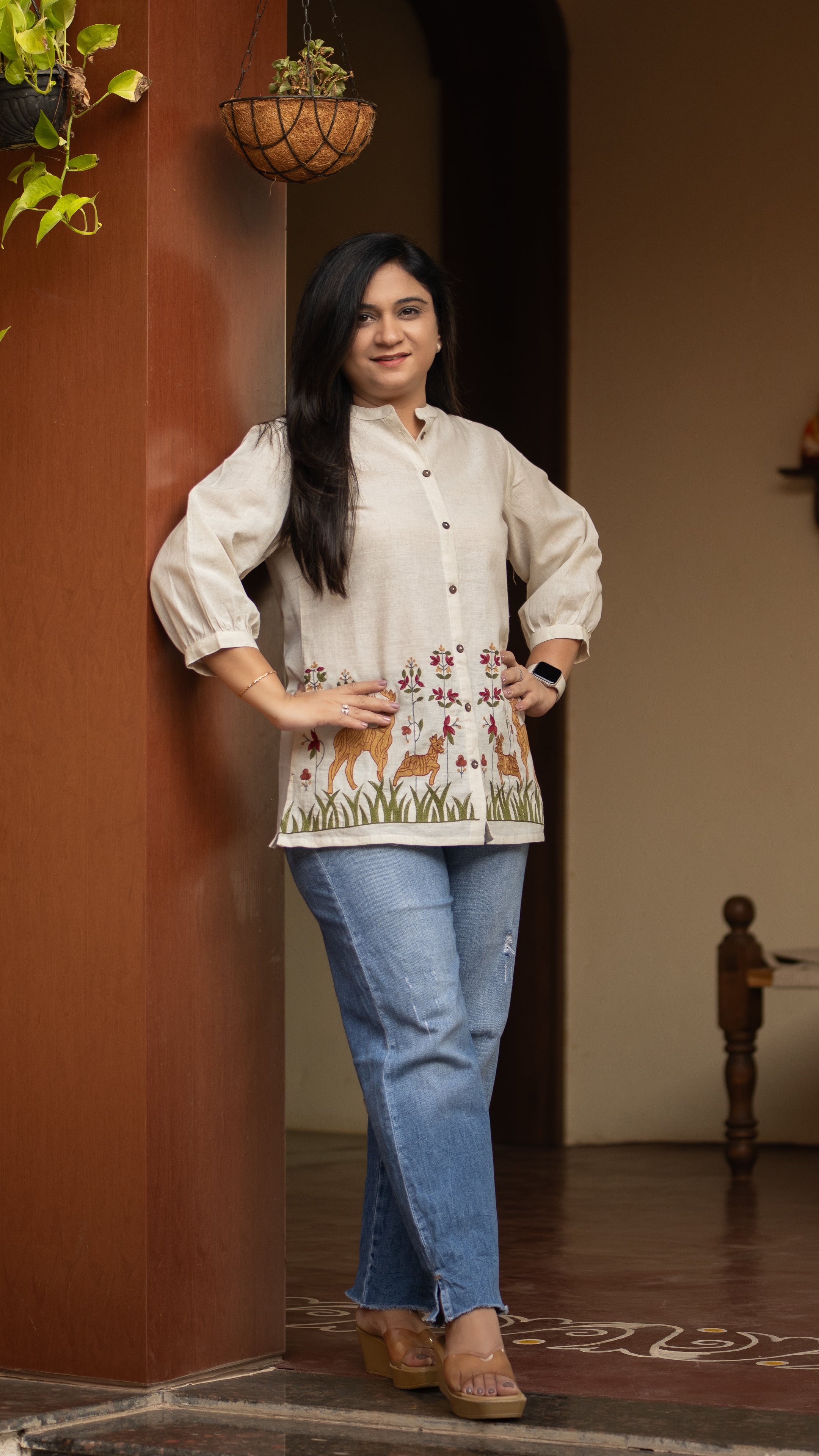 Arika Cotton Embroidered Short Top - The Jaipur Studio
