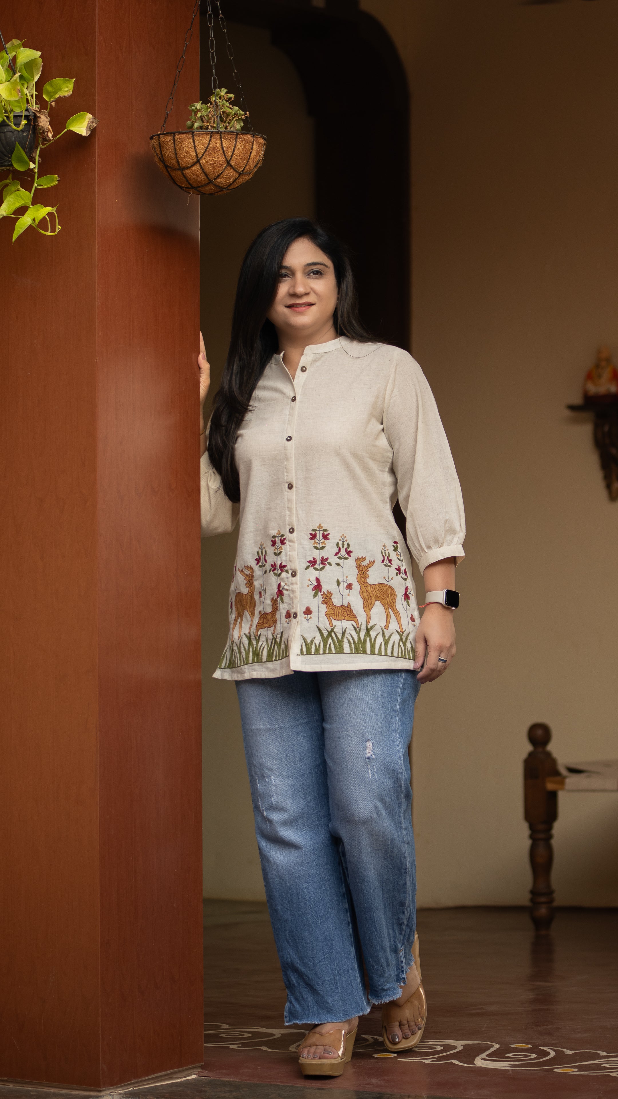 Arika Cotton Embroidered Short Top - The Jaipur Studio