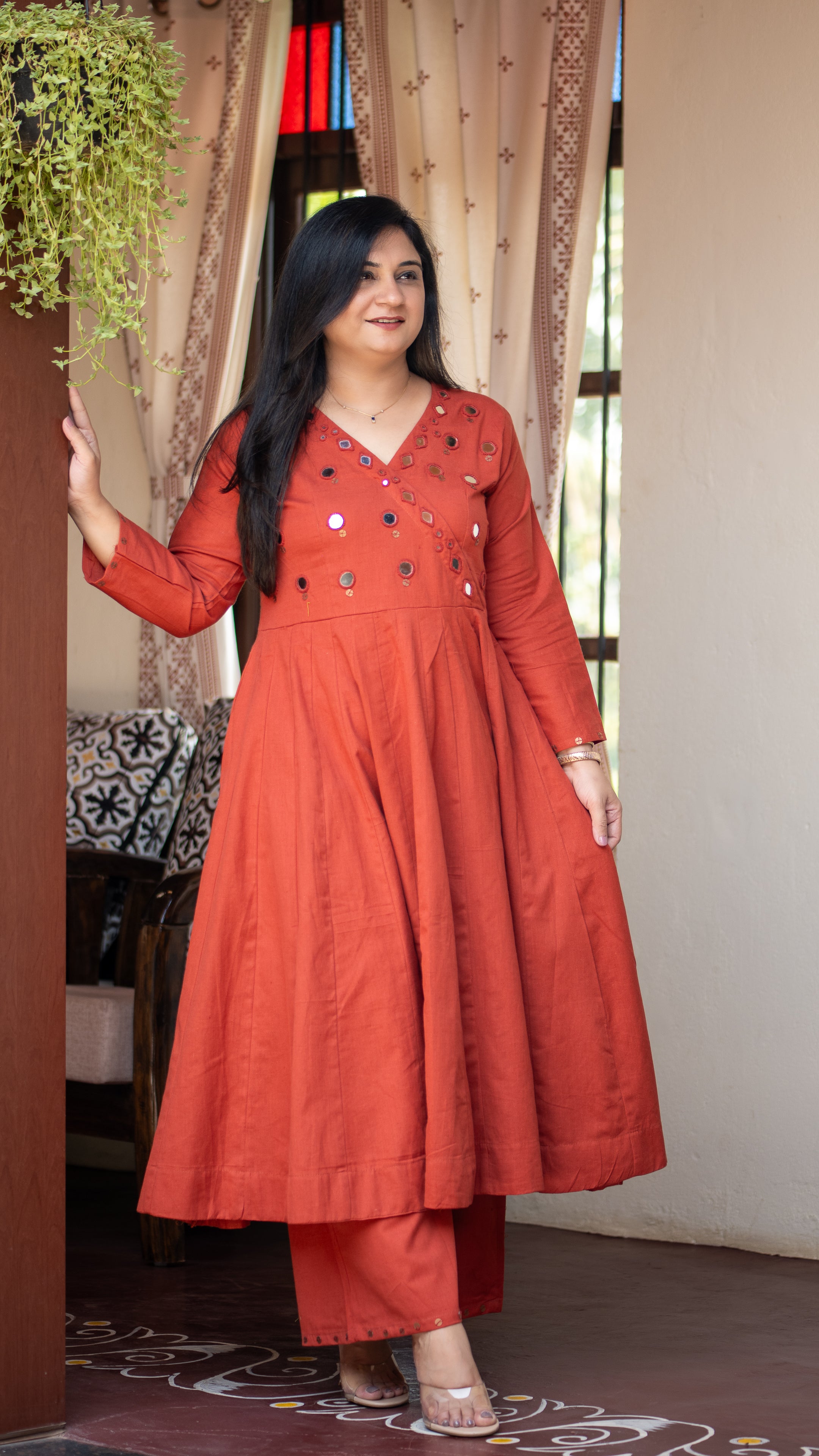 Giva Cotton Mirror Embroidered Plazo Set - The Jaipur Studio