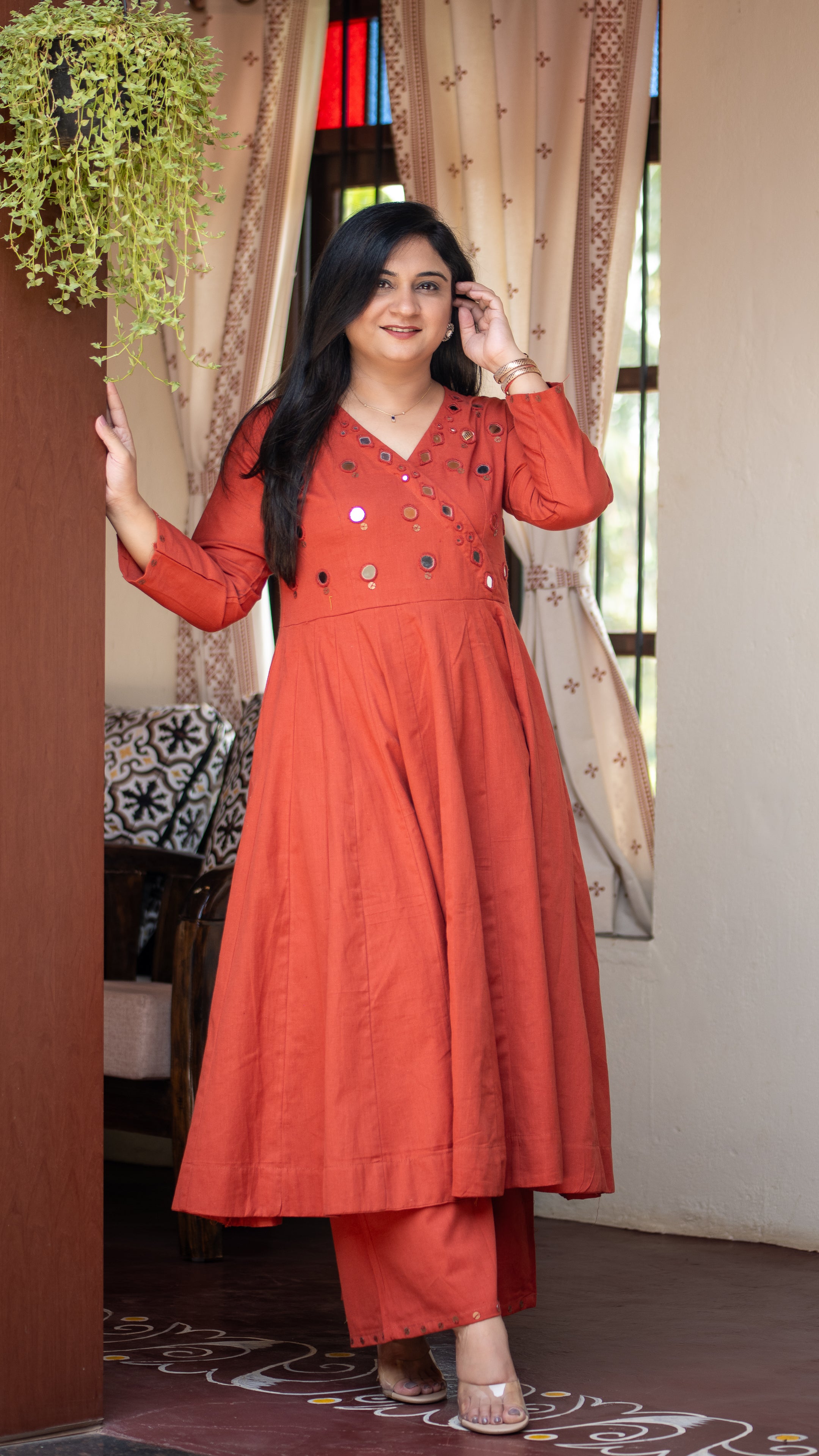 Giva Cotton Mirror Embroidered Plazo Set - The Jaipur Studio