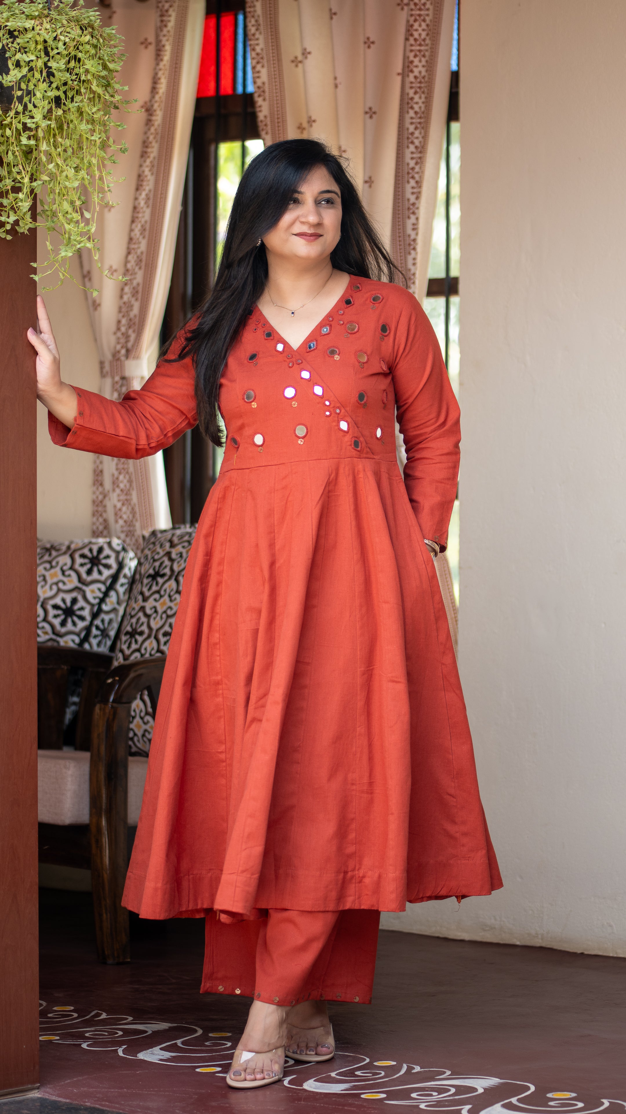 Giva Cotton Mirror Embroidered Plazo Set - The Jaipur Studio