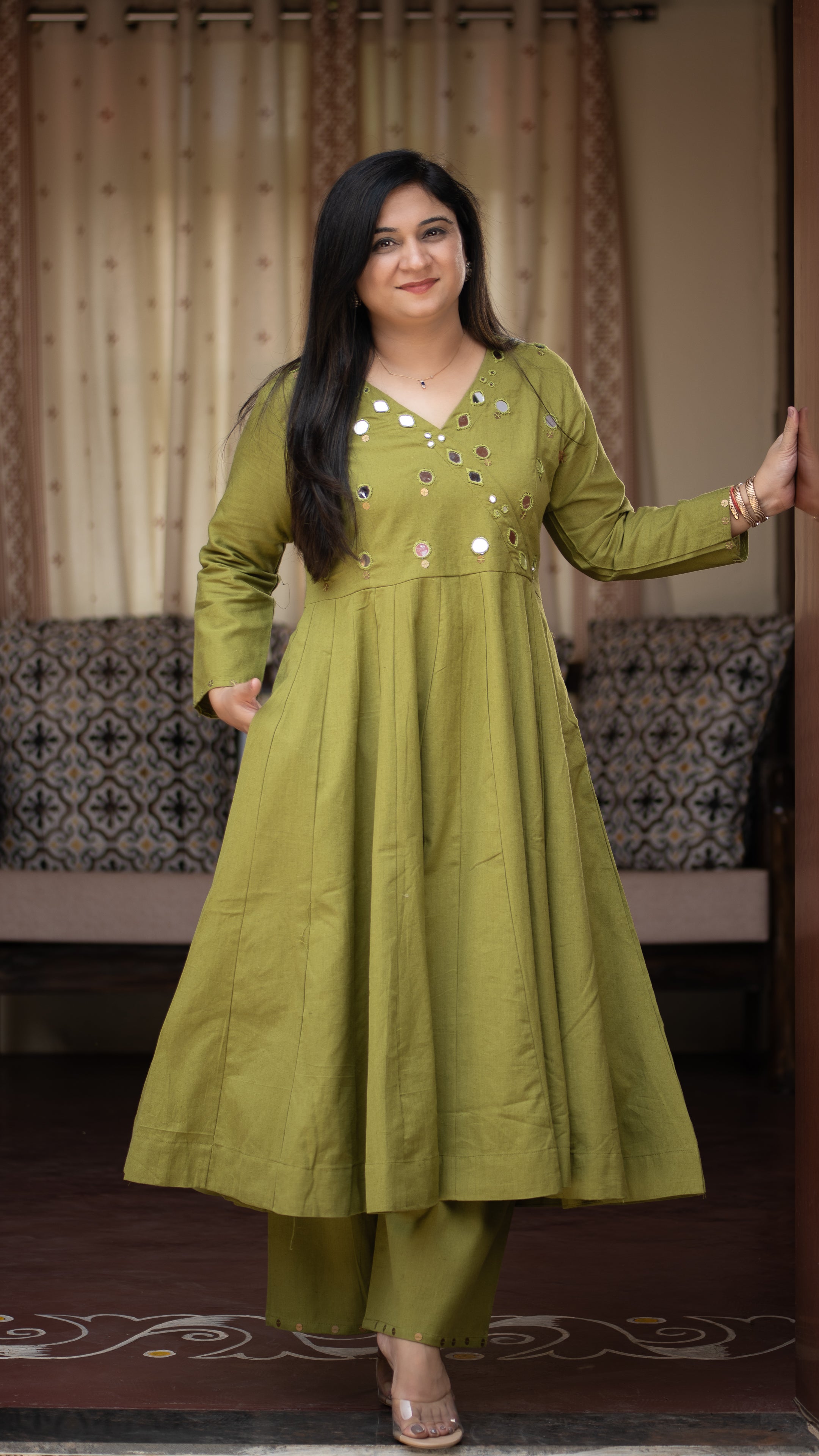 Giva Cotton Mirror Embroidered Plazo Set - The Jaipur Studio