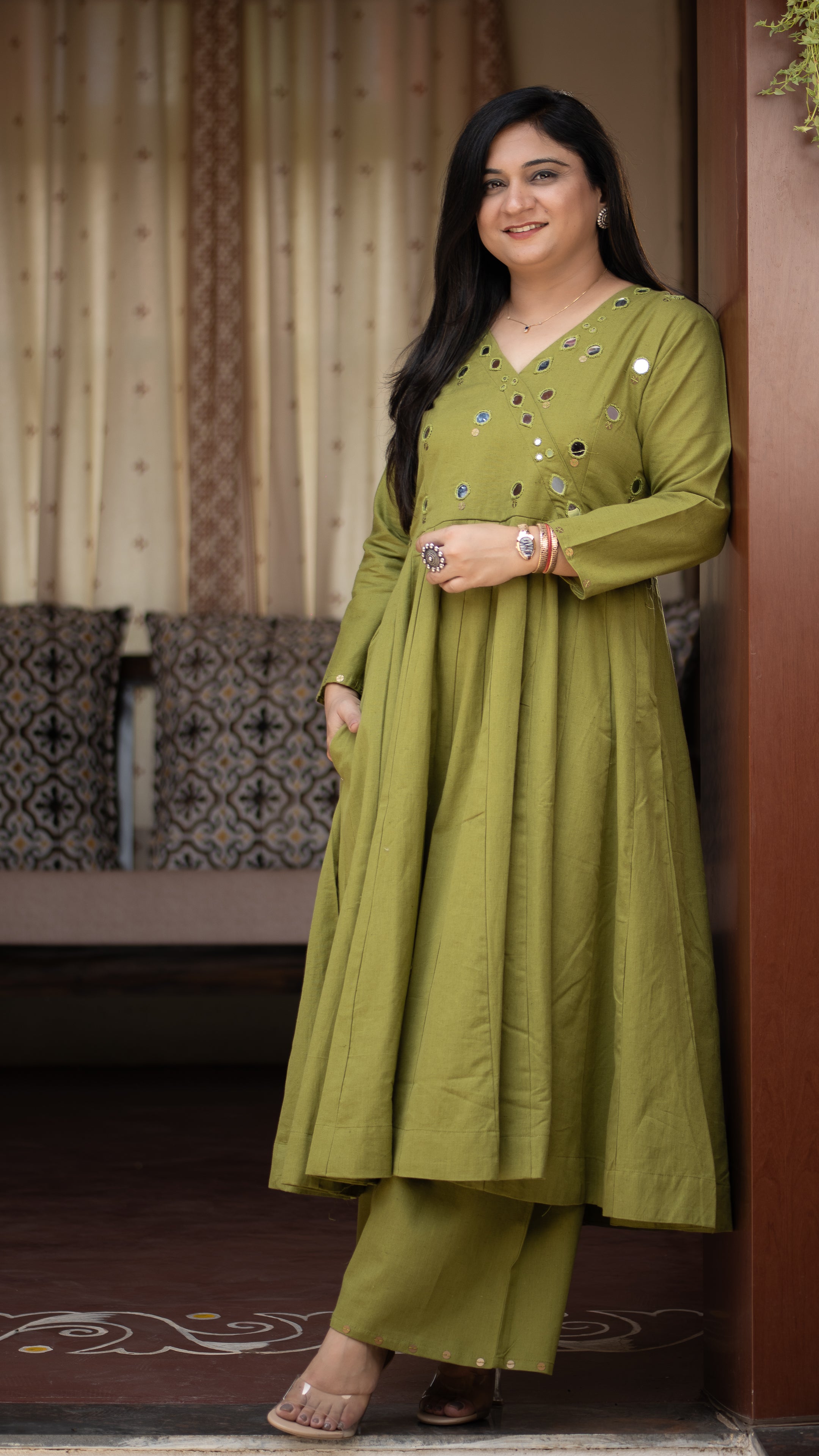 Giva Cotton Mirror Embroidered Plazo Set - The Jaipur Studio
