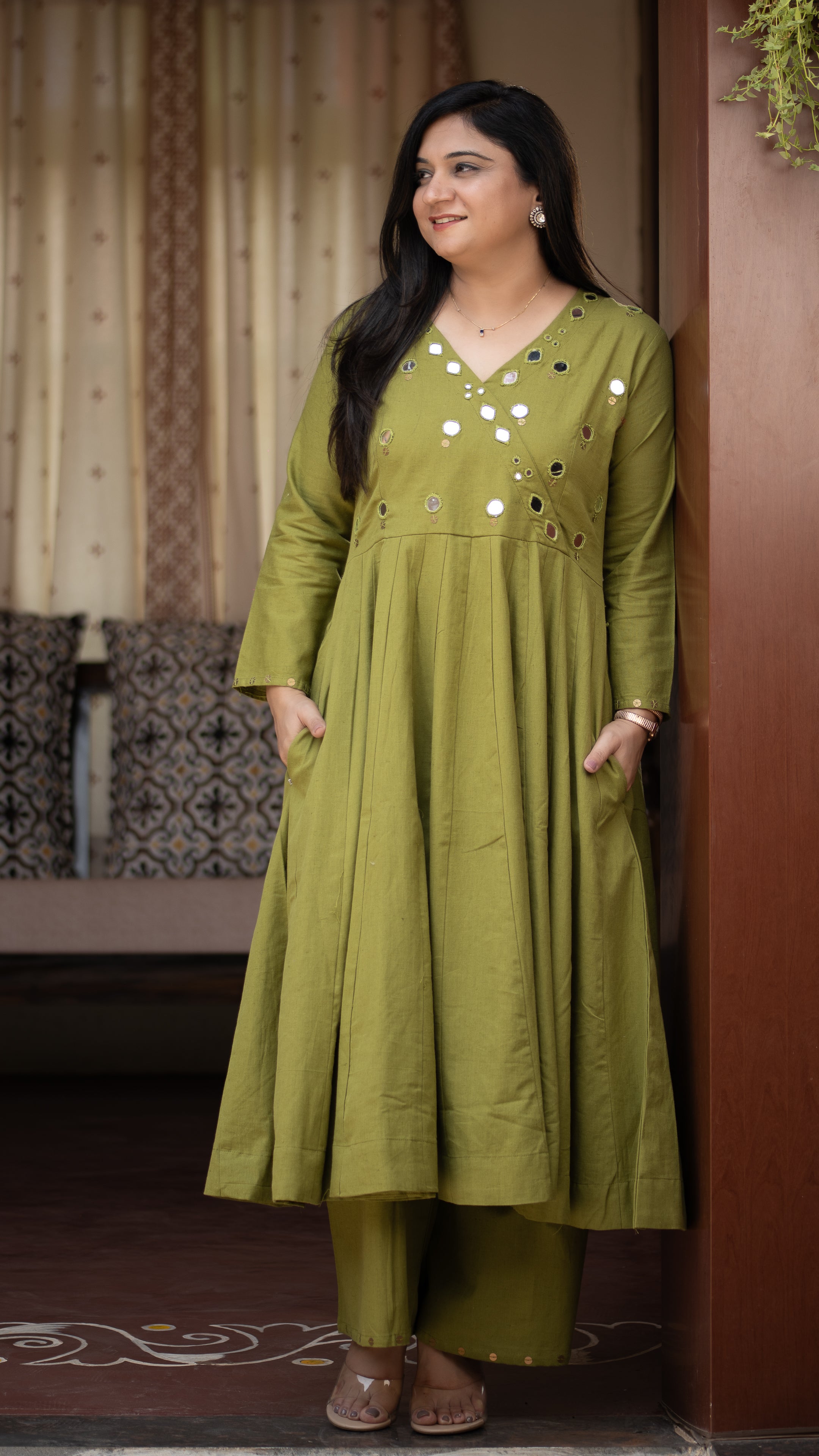 Giva Cotton Mirror Embroidered Plazo Set - The Jaipur Studio