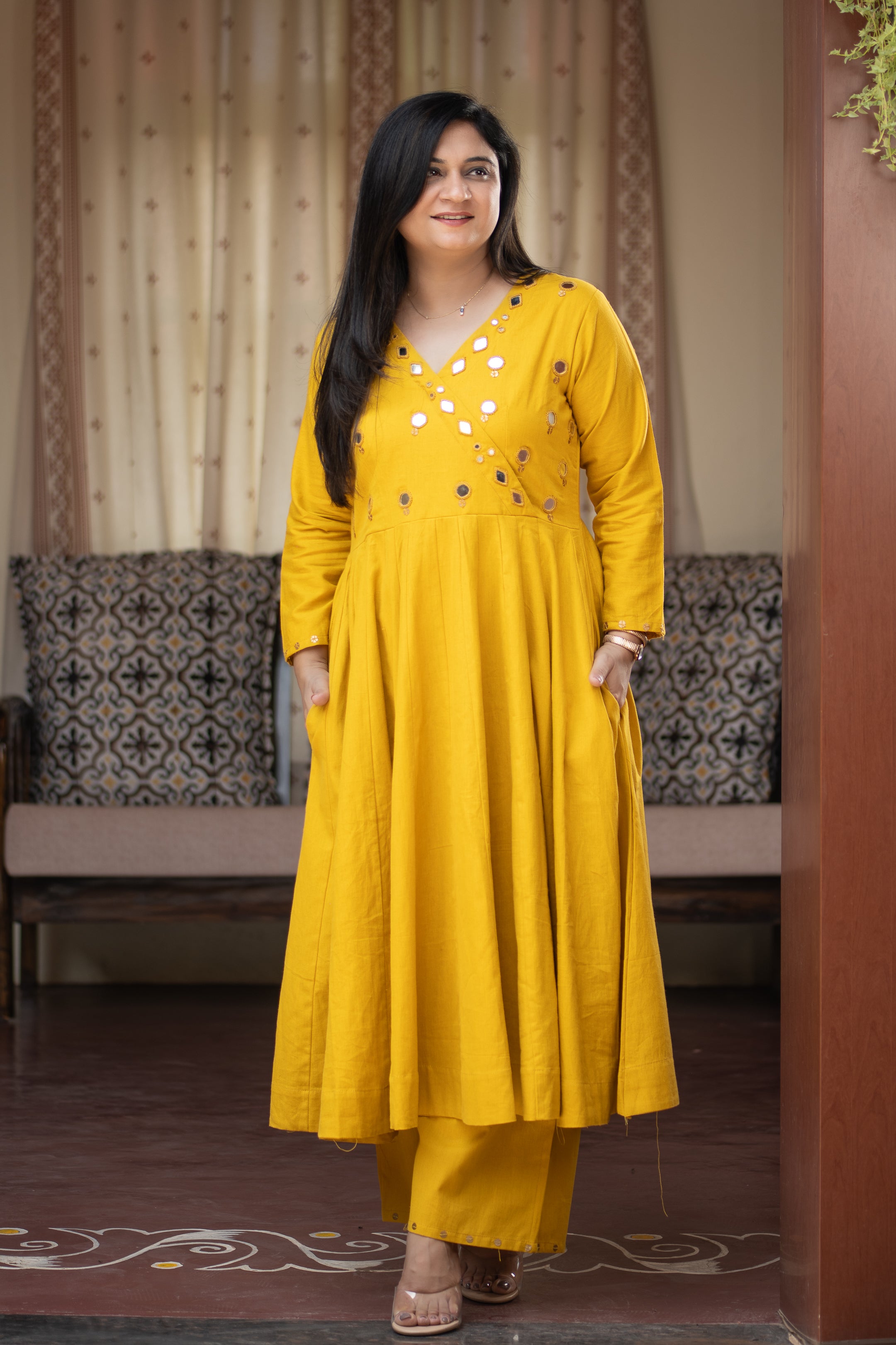 Giva Cotton Mirror Embroidered Plazo Set - The Jaipur Studio