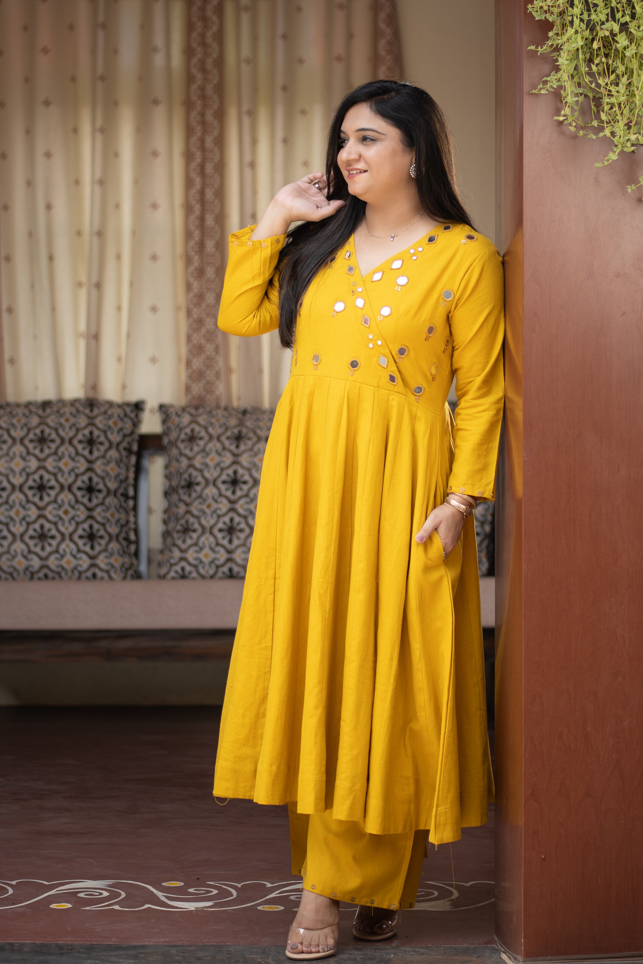 Giva Cotton Mirror Embroidered Plazo Set - The Jaipur Studio