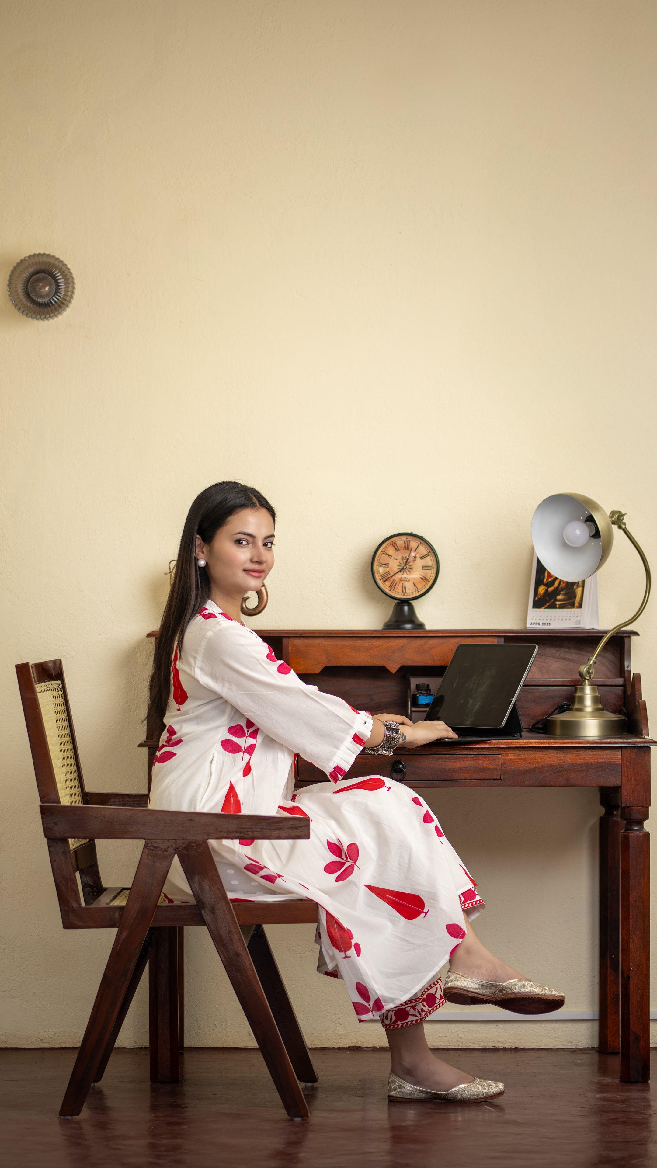 Akrita Cotton A-line Handblock Pant Set - The Jaipur Studio
