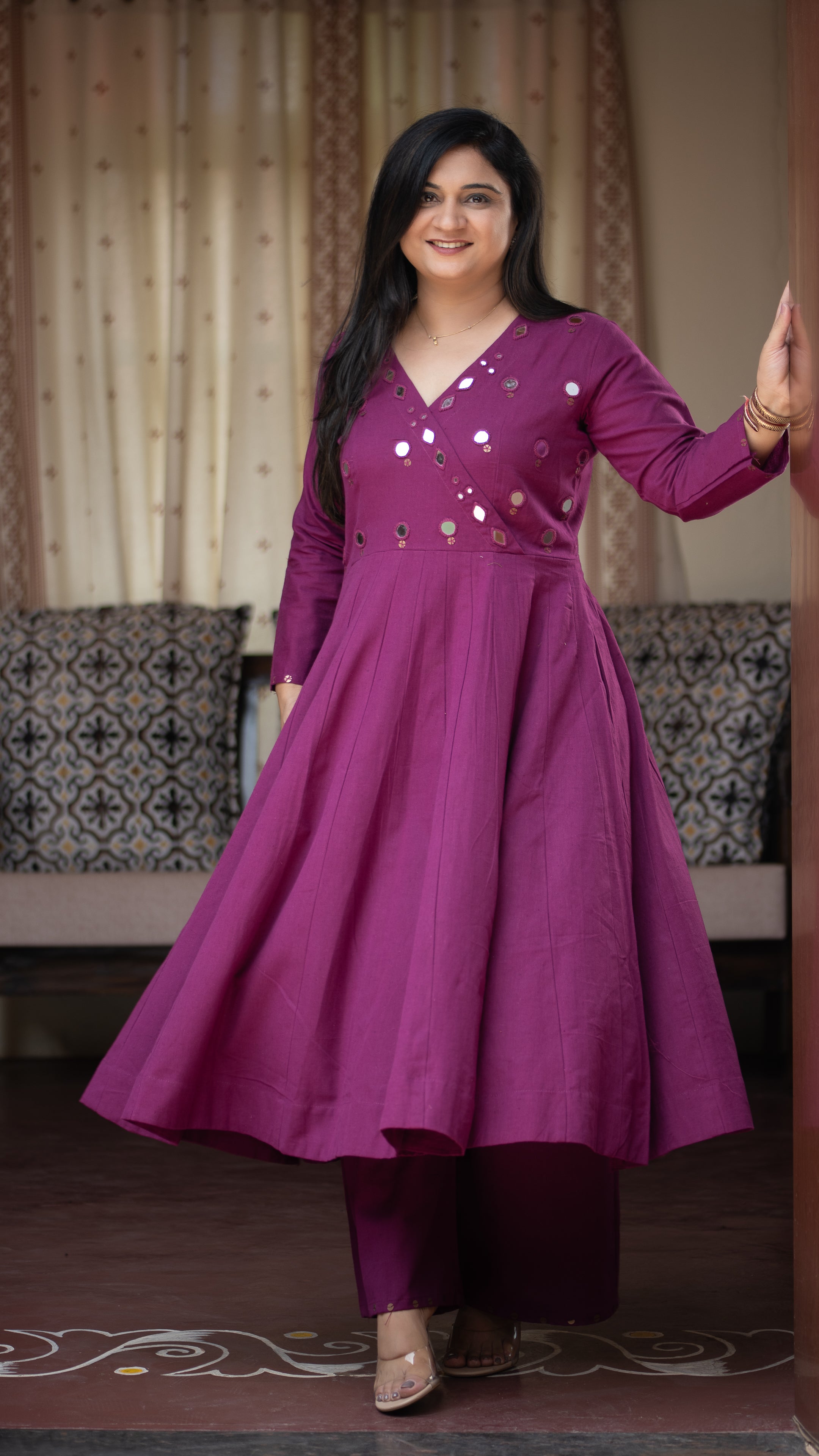 Giva Cotton Mirror Embroidered Plazo Set - The Jaipur Studio