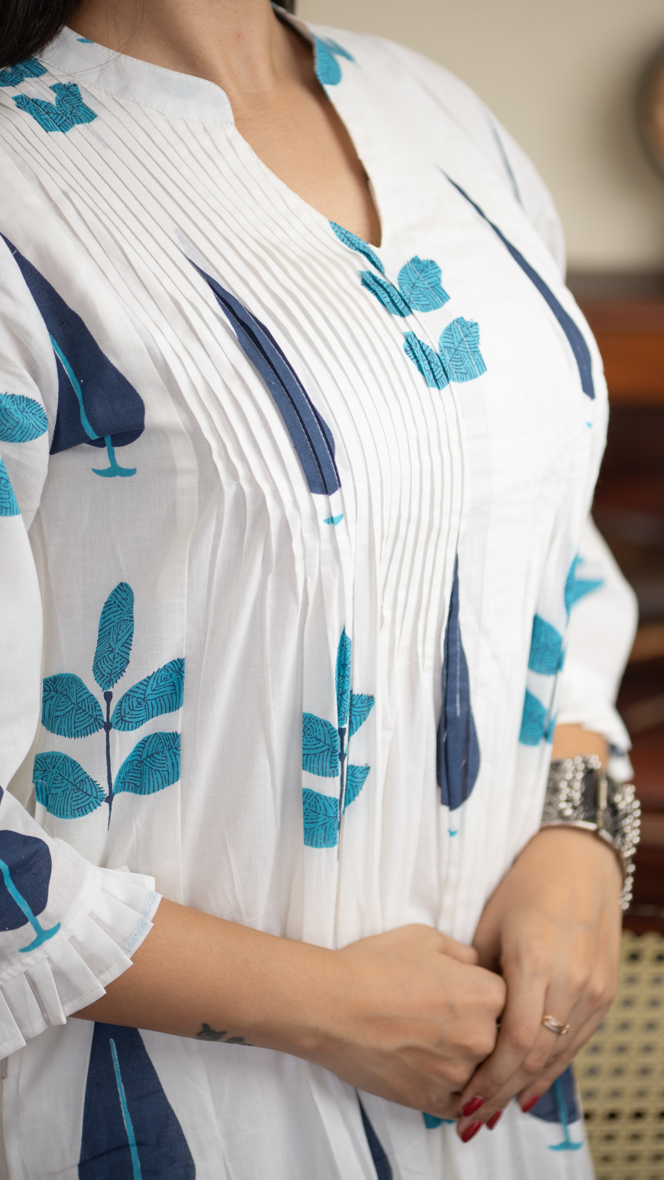 Akrita Cotton A-line Handblock Pant Set - The Jaipur Studio