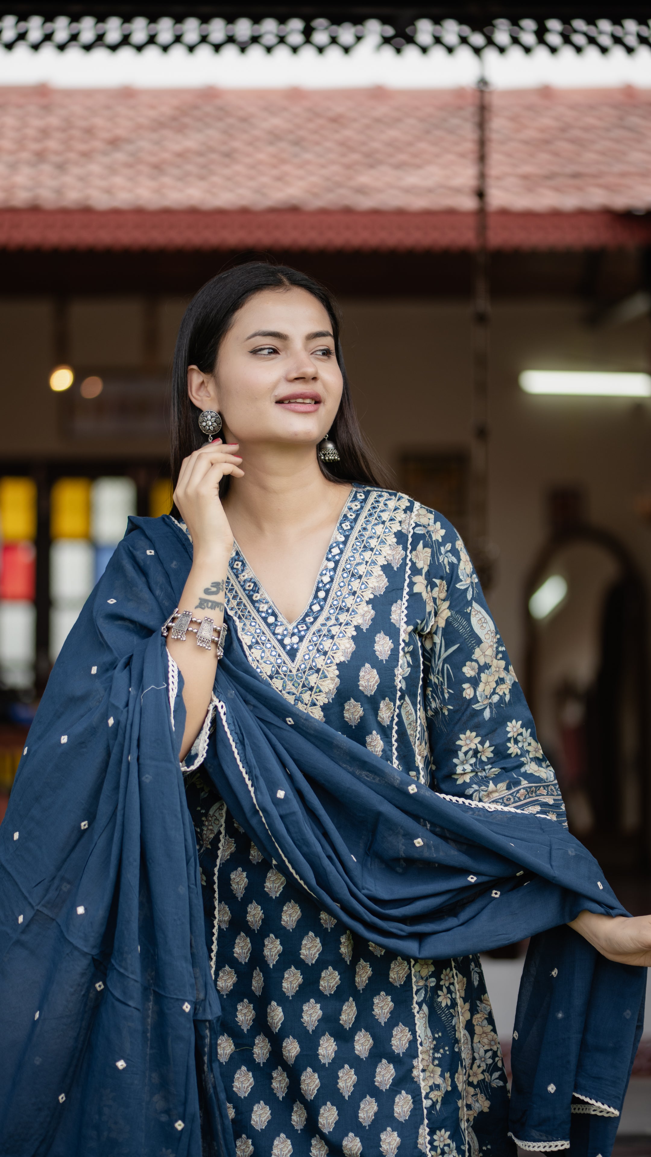 Sadiya Cotton Handblock Embroidered Pakistani Suit - The Jaipur Studio