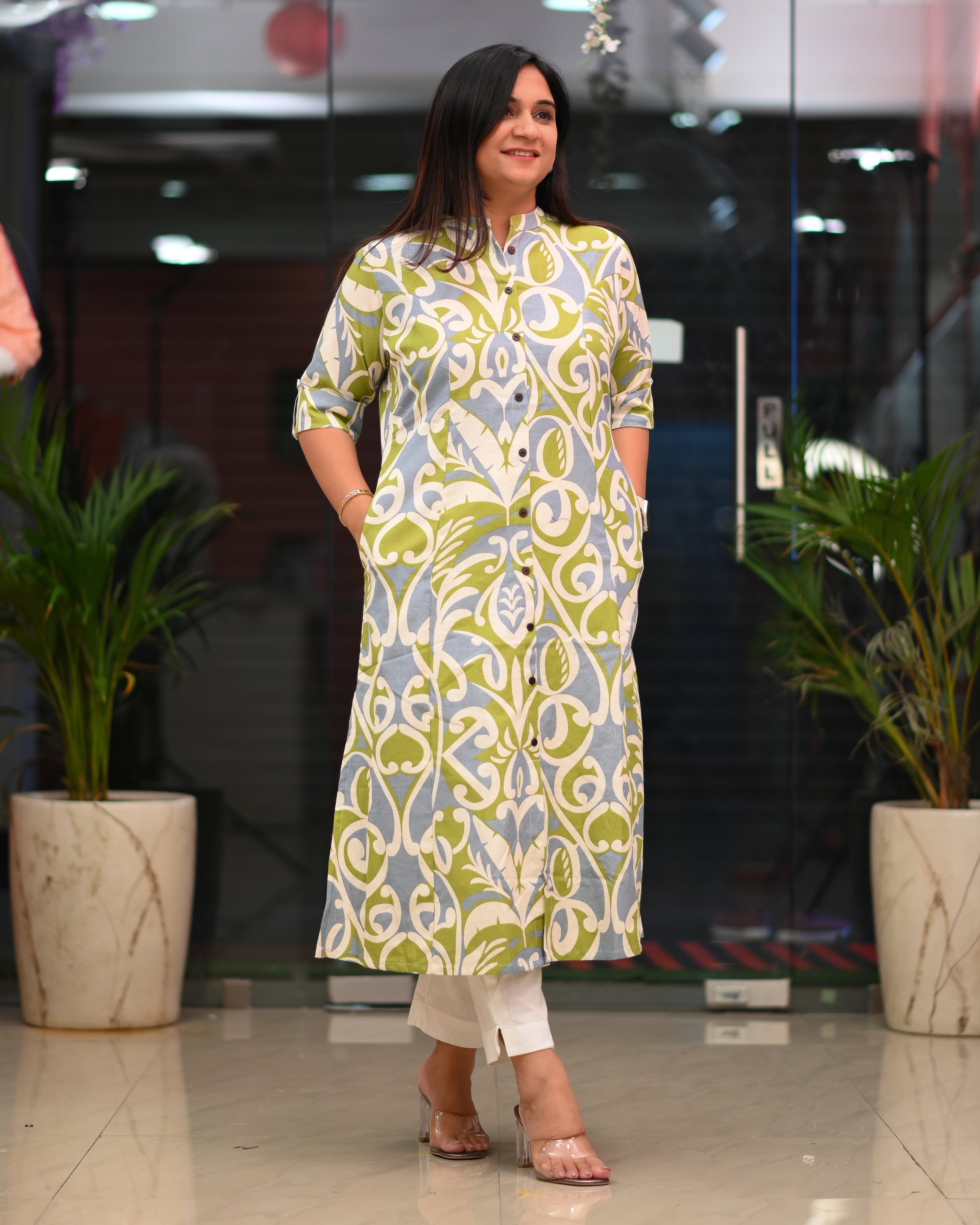 Noora Cotton Casual A-Line Kurta - The Jaipur Studio
