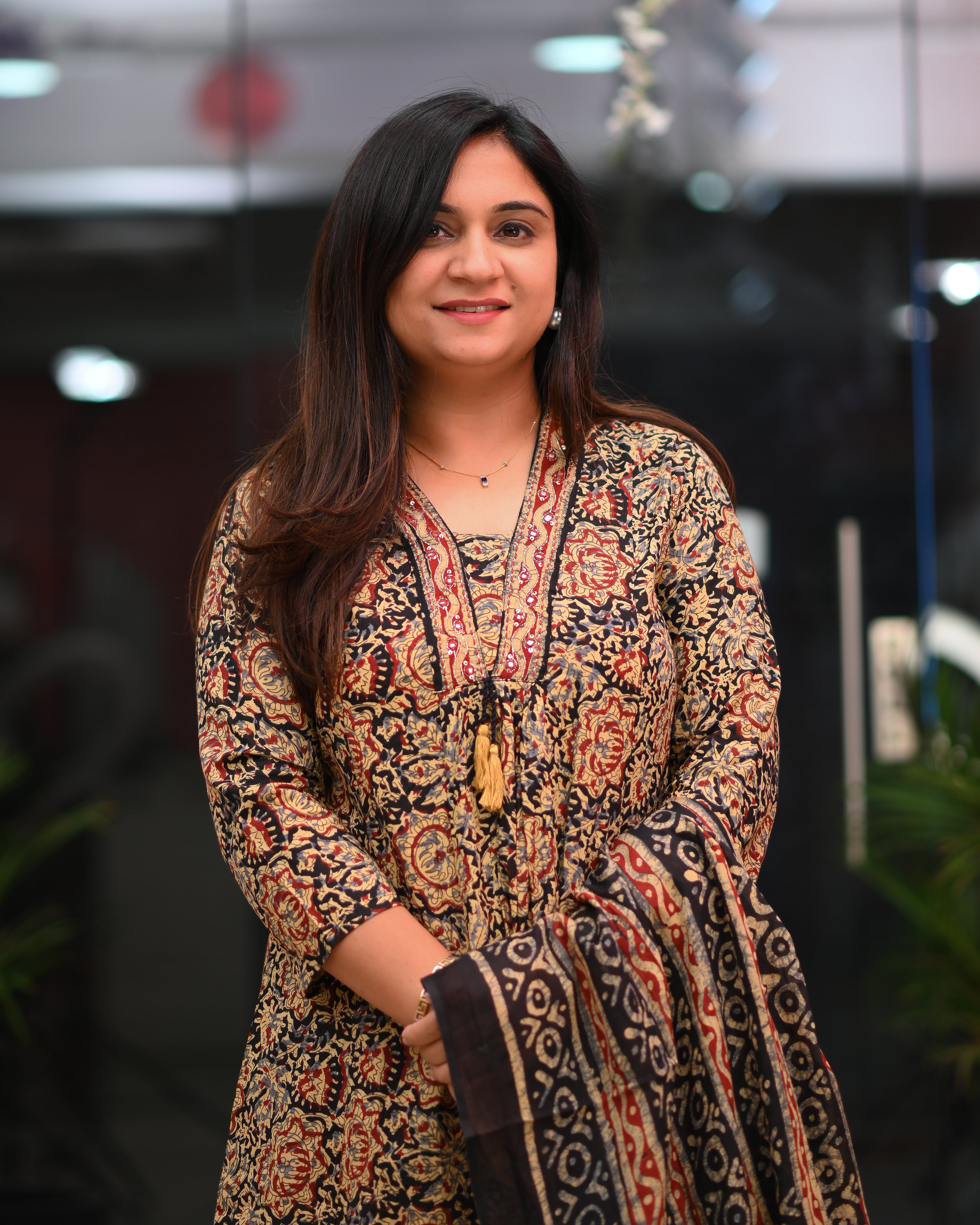 Chavvi KalamKari Cotton A-line Divider Set - The Jaipur Studio