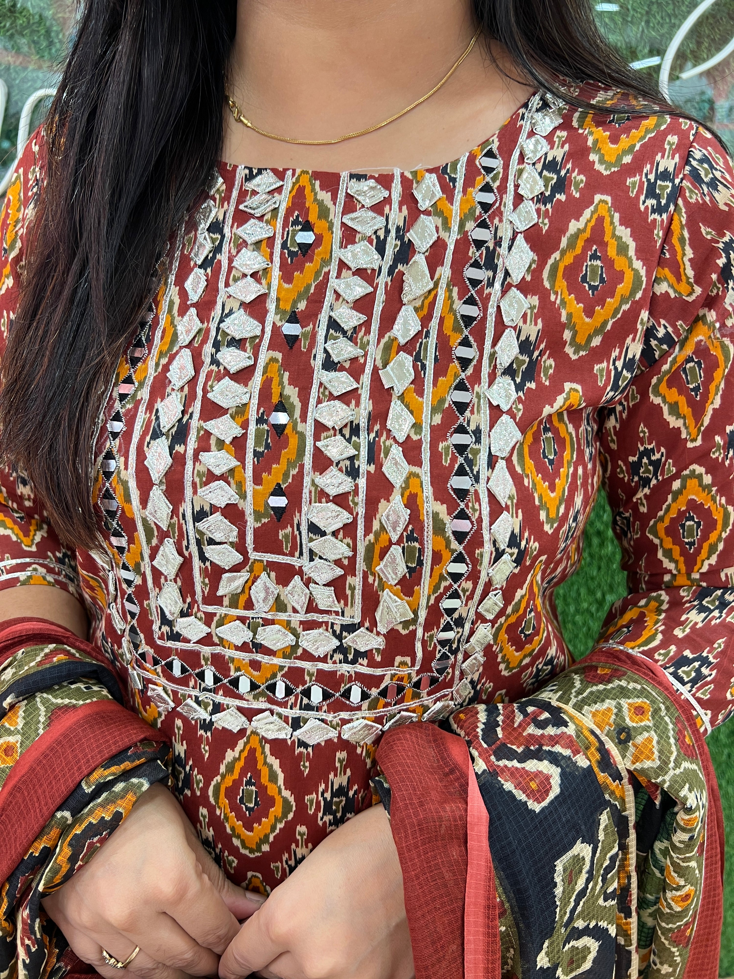 Beautiful cotton Ikkat print Pant Set - The Jaipur Studio