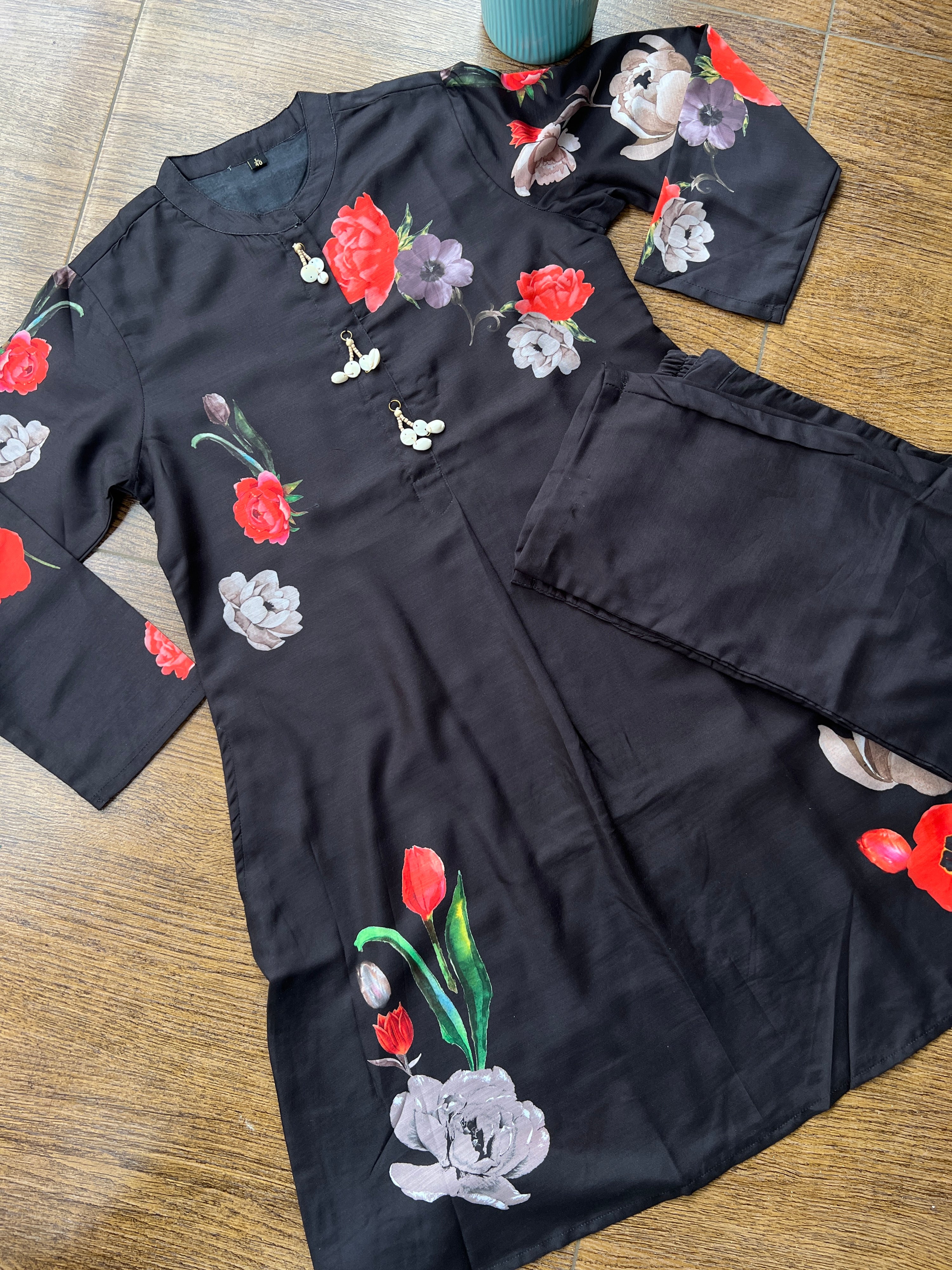 Muslin Rose Digital Print Coord set - The Jaipur Studio