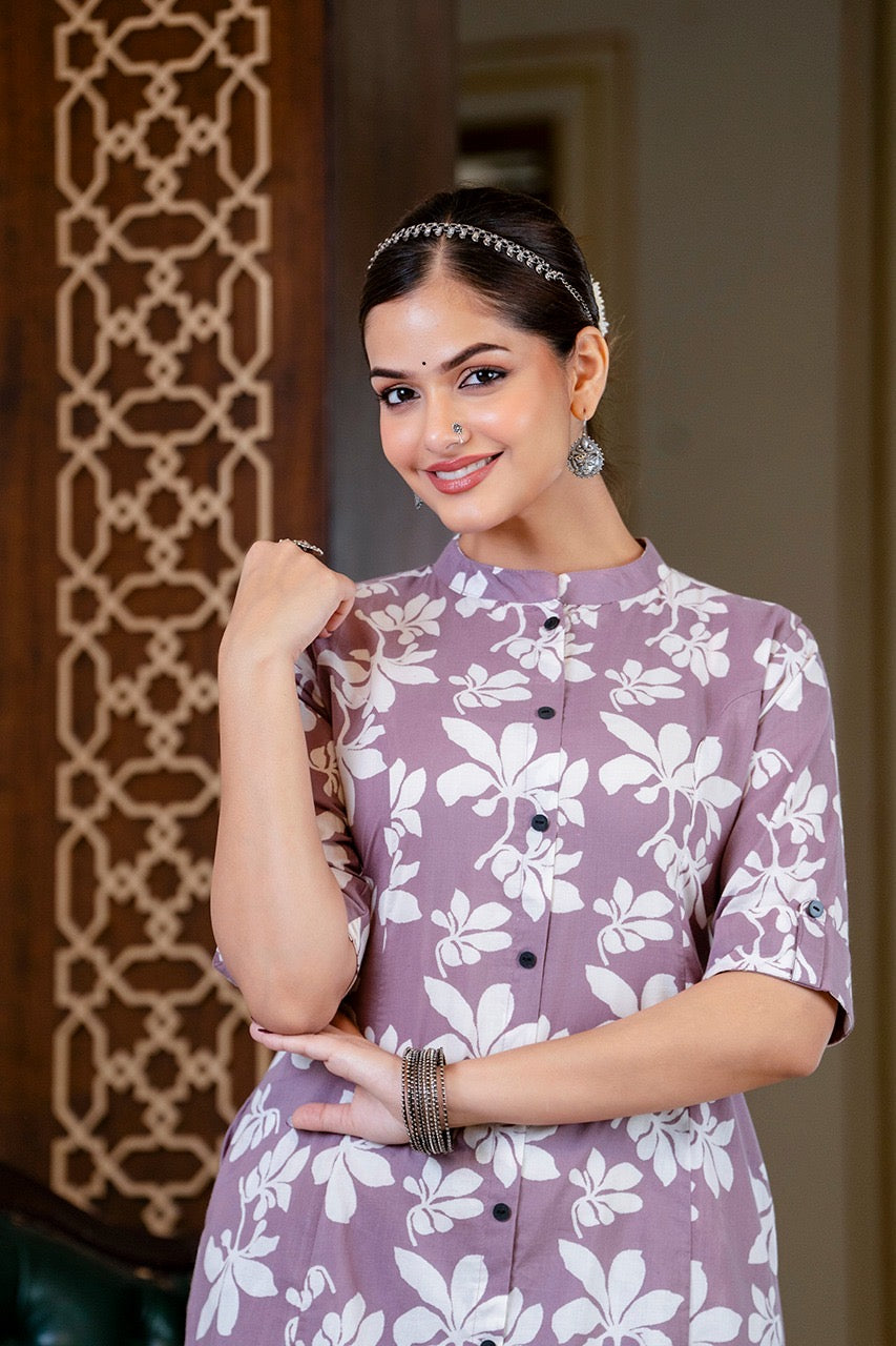 Cotton Floral Cotton A-line Coord set - The Jaipur Studio