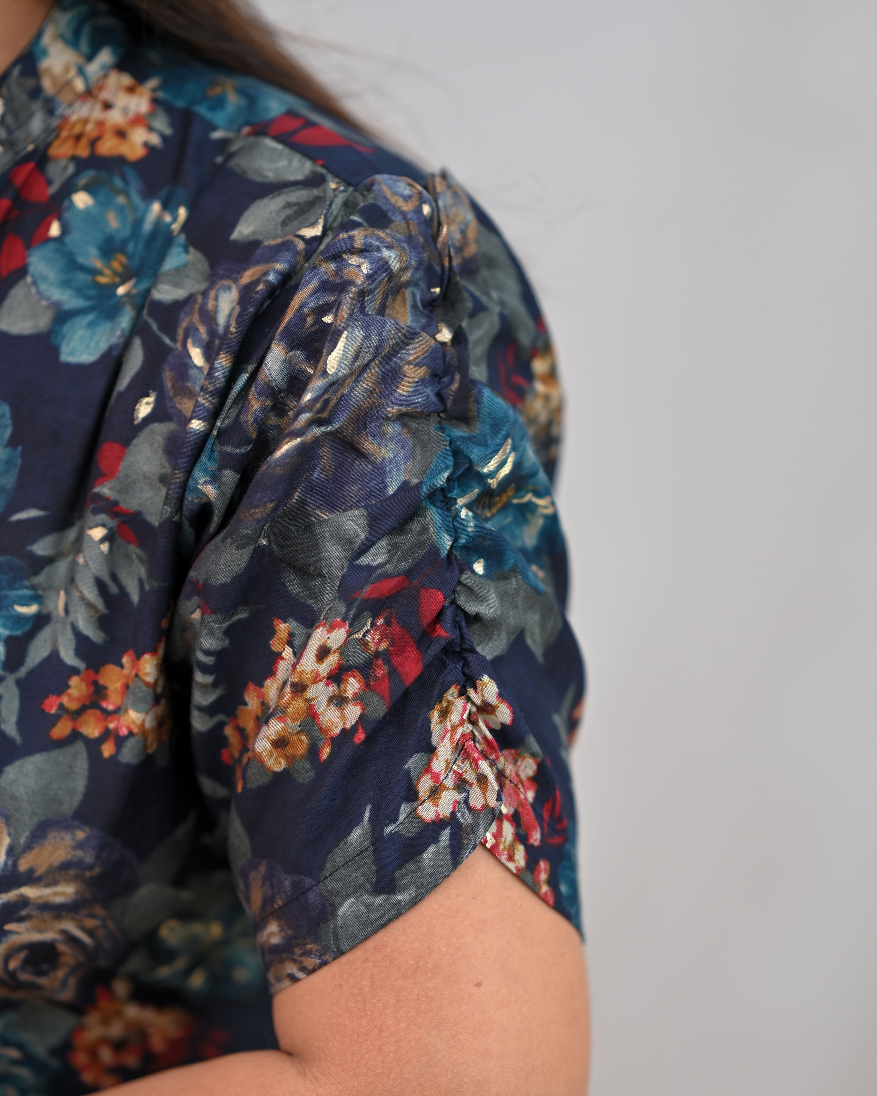 Zaina Muslin Floral Long Gown - The Jaipur Studio