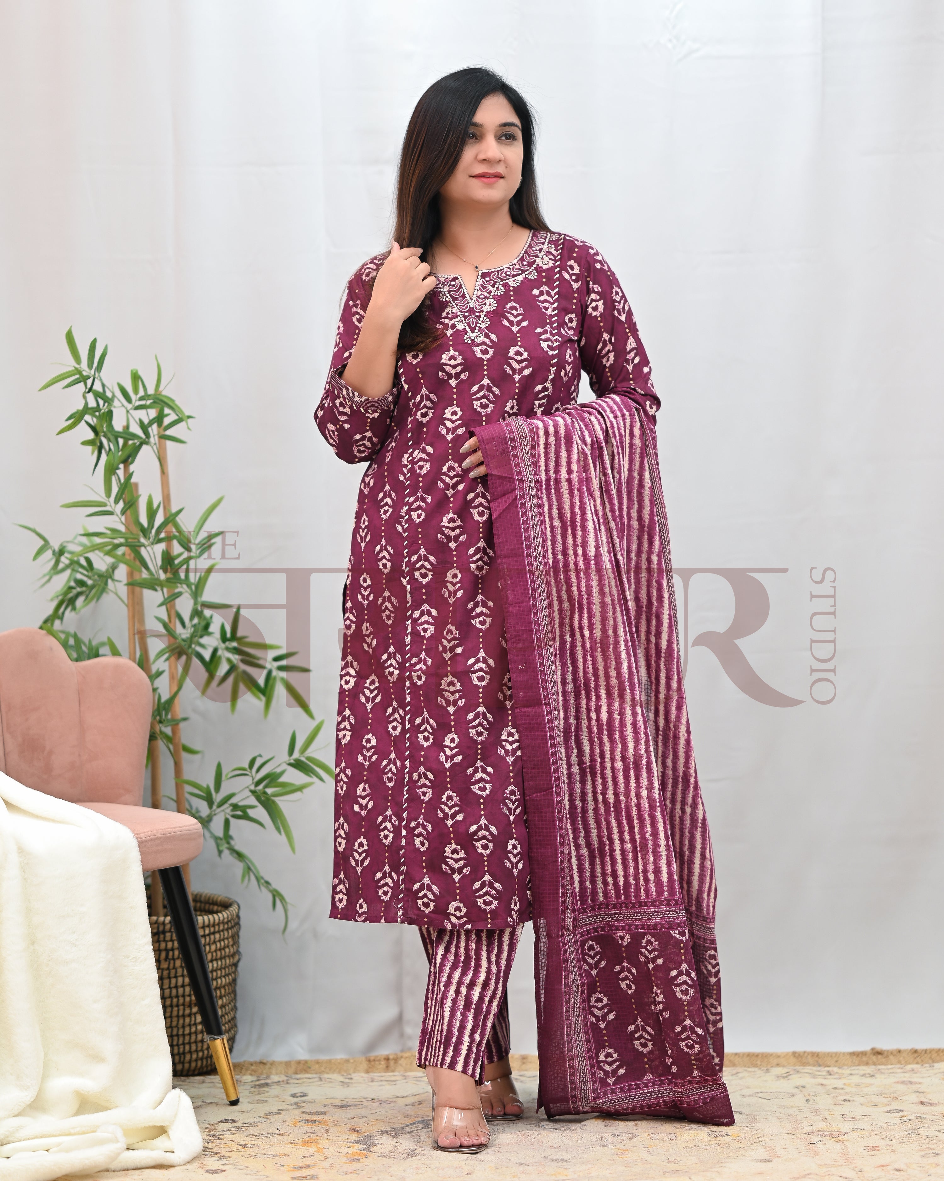 Anina Cotton Zari Embroidered Pant Set - The Jaipur Studio