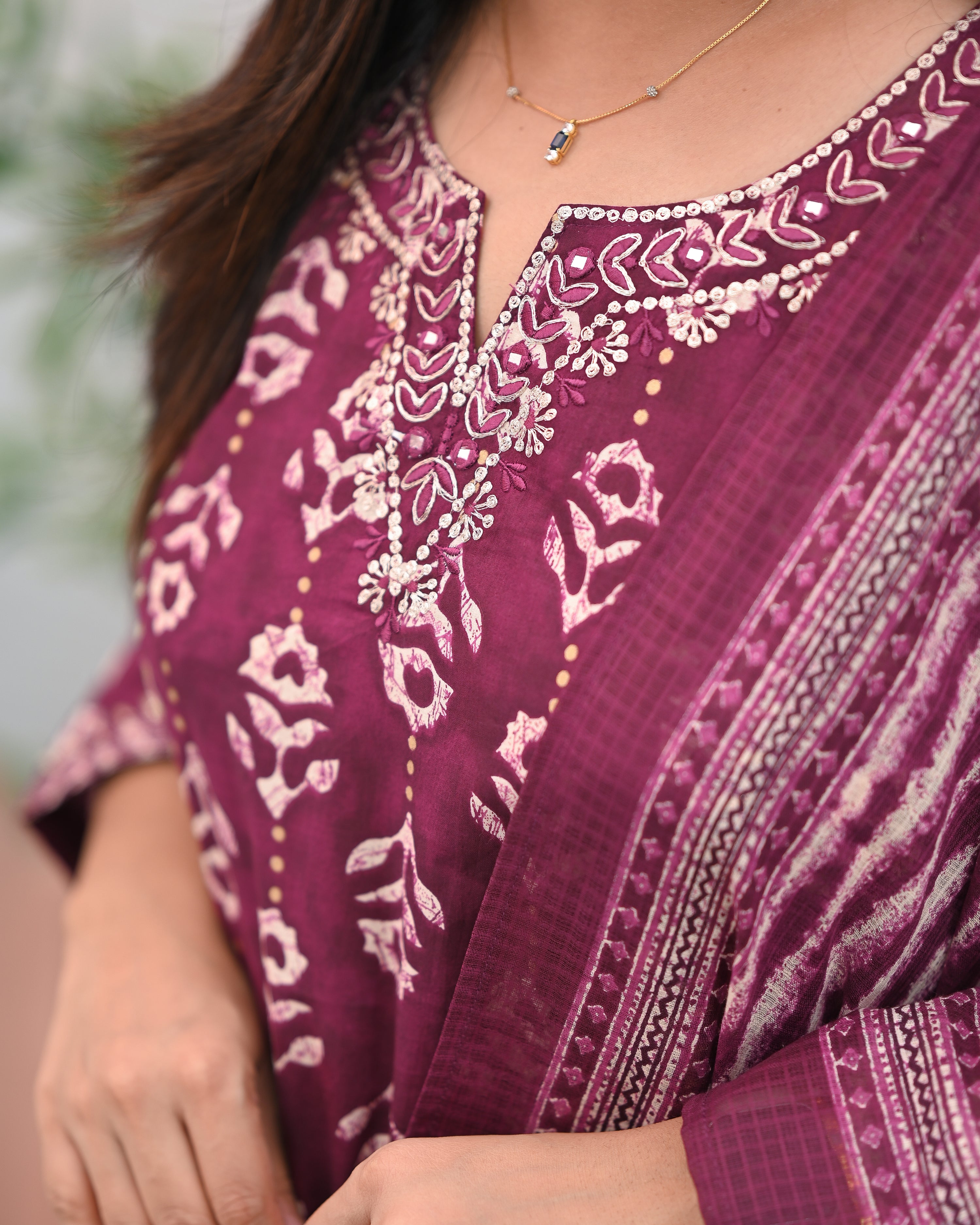 Anina Cotton Zari Embroidered Pant Set - The Jaipur Studio