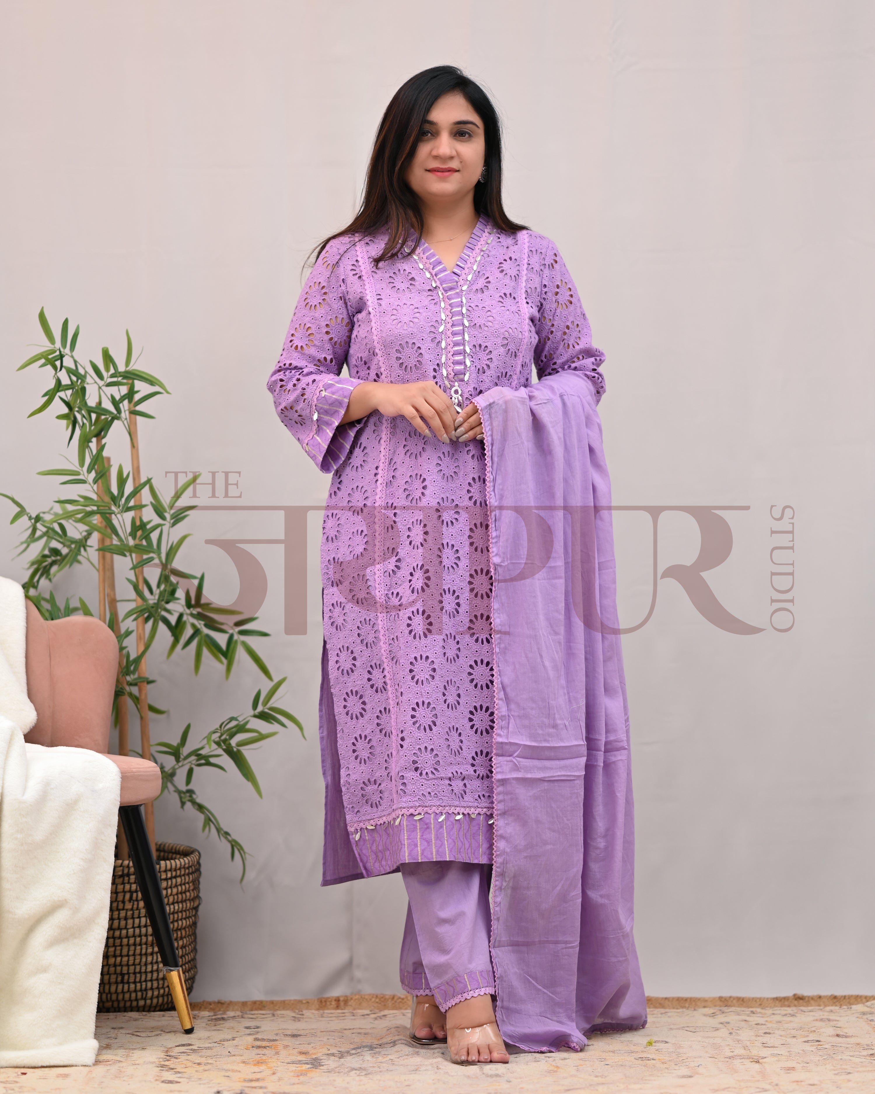 Jeena Cotton Schiffili Pakistani Pant Set - The Jaipur Studio
