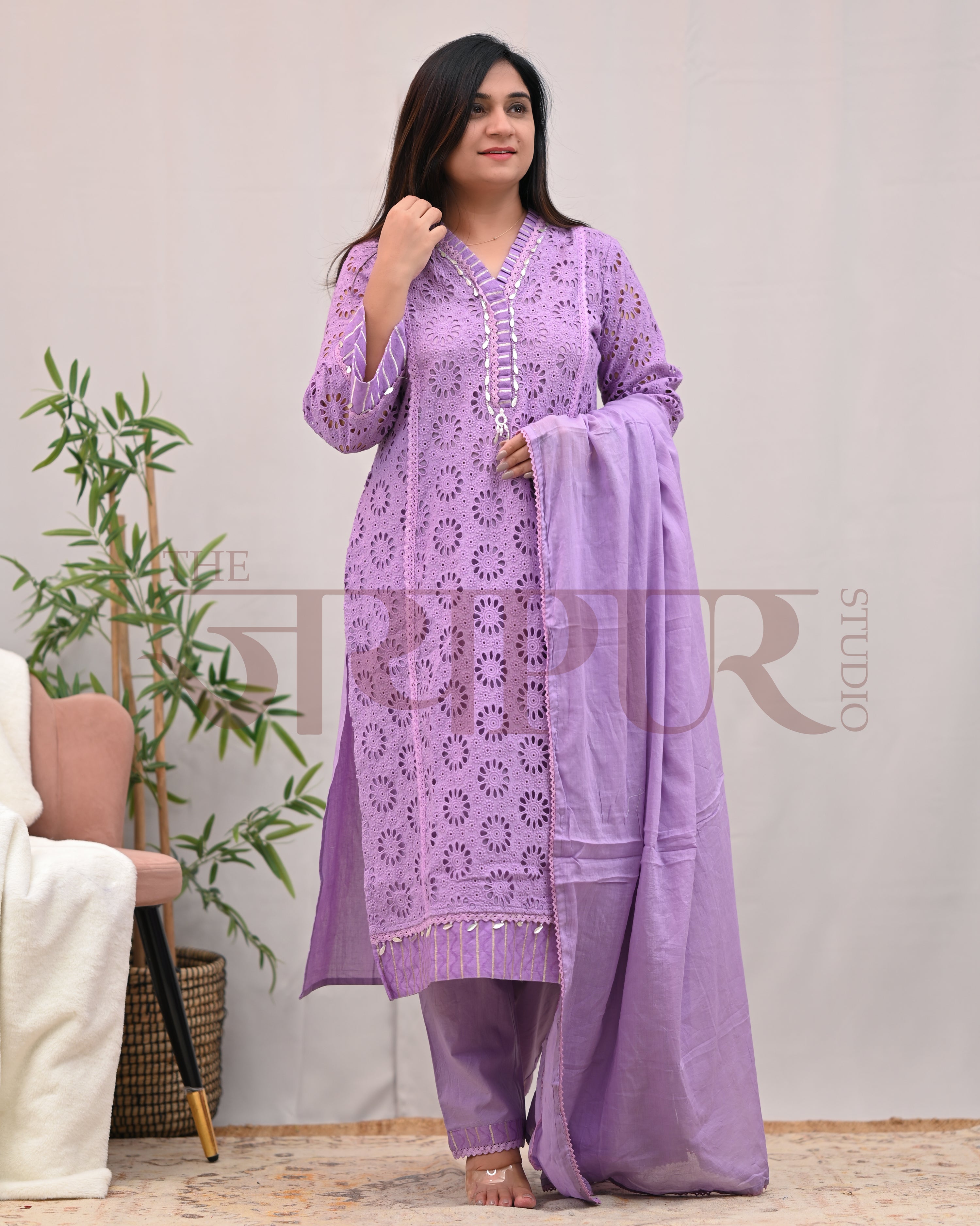 Jeena Cotton Schiffili Pakistani Pant Set - The Jaipur Studio