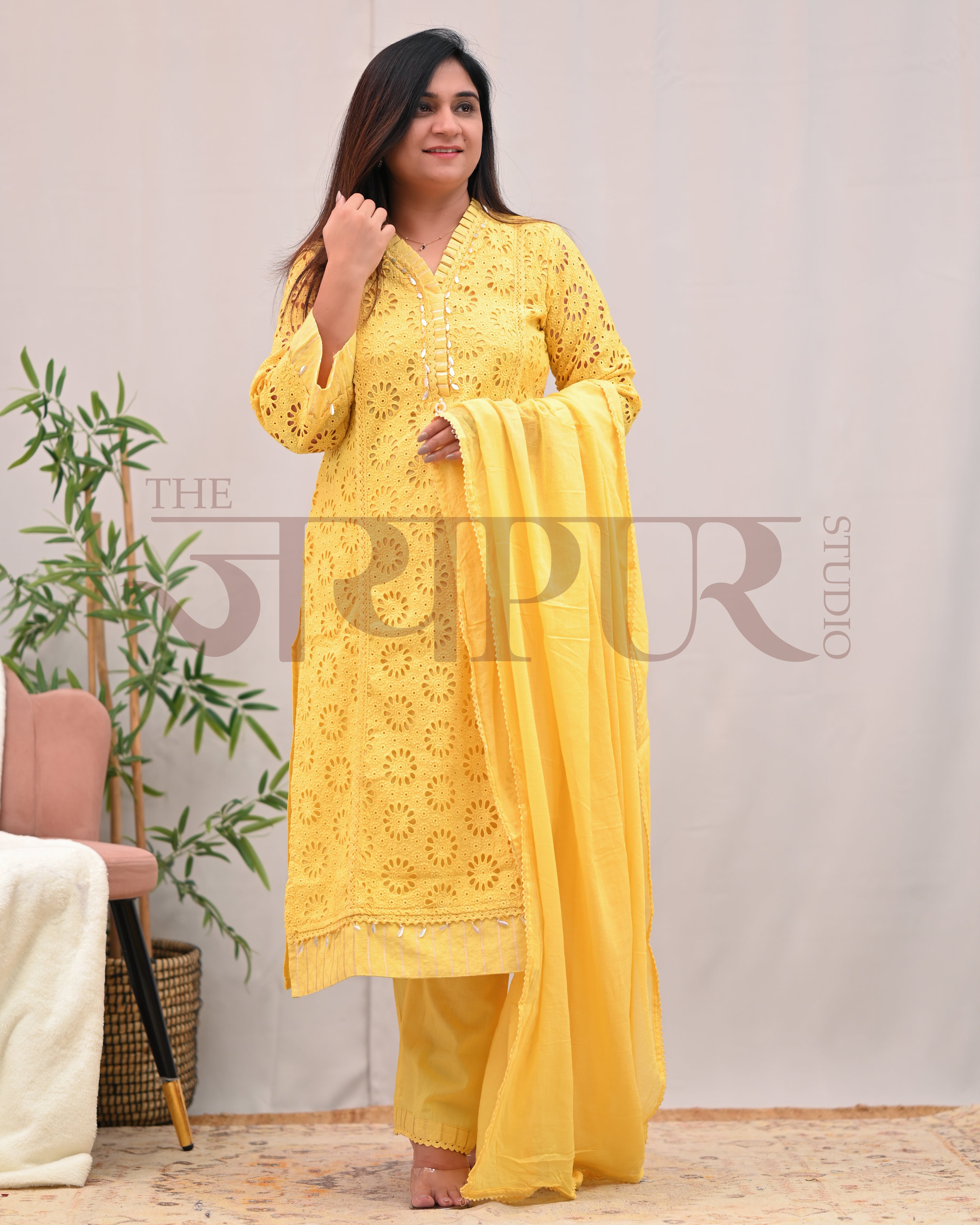 Jeena Cotton Schiffili Pakistani Pant Set - The Jaipur Studio