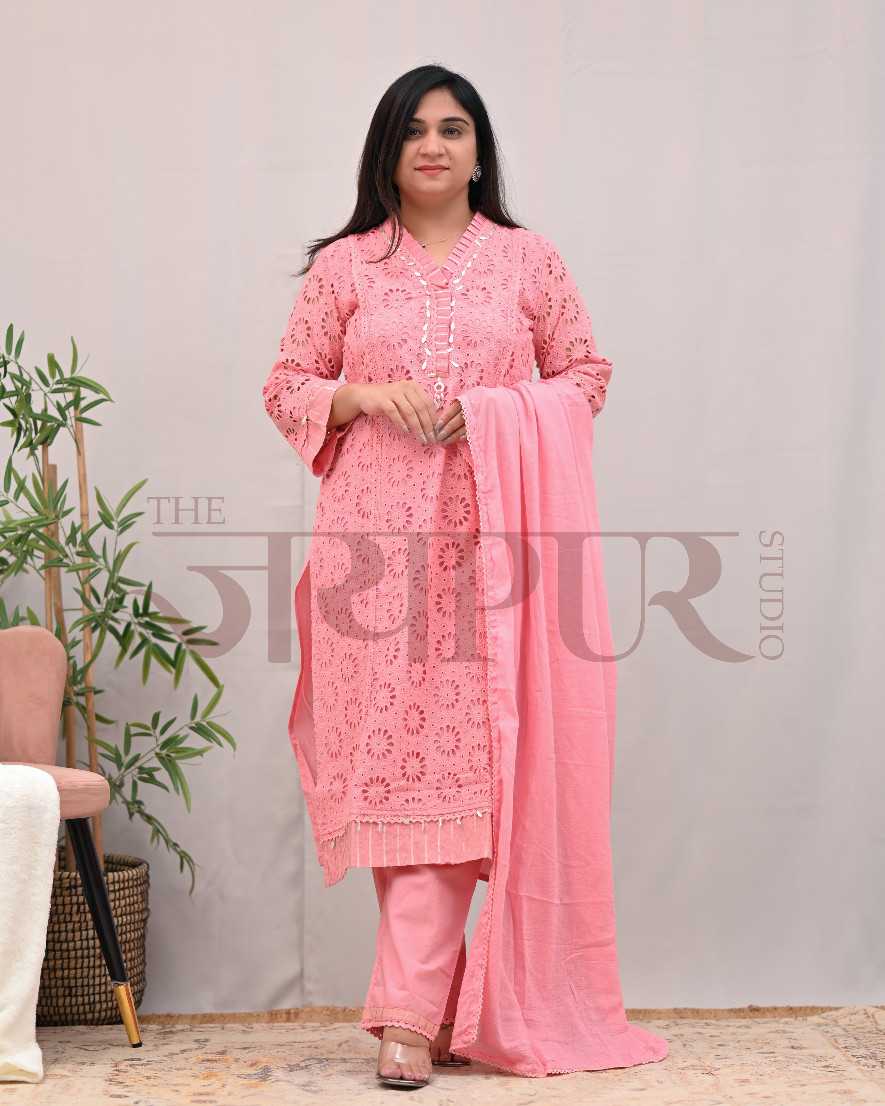 Jeena Cotton Schiffili Pakistani Pant Set - The Jaipur Studio