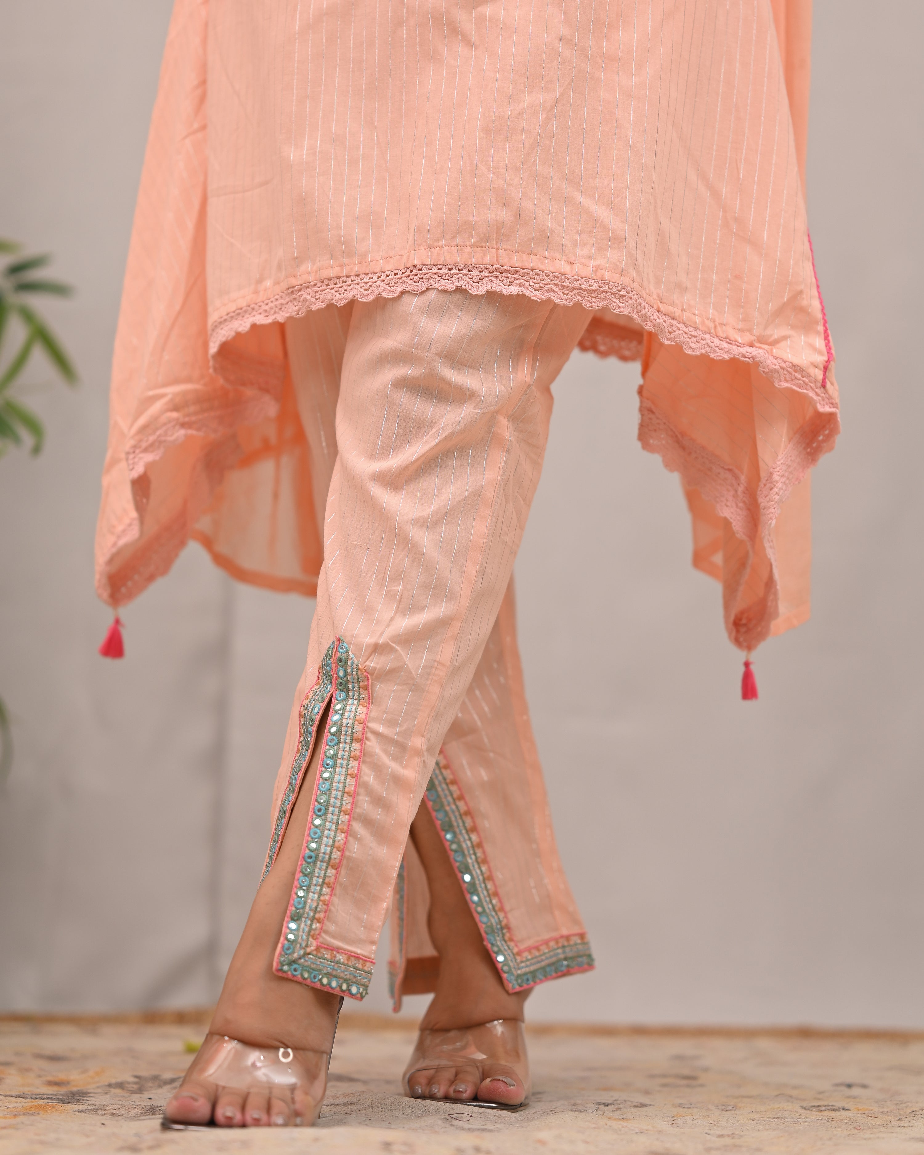Meerza Asymmetric Embroidered Pant Set - The Jaipur Studio