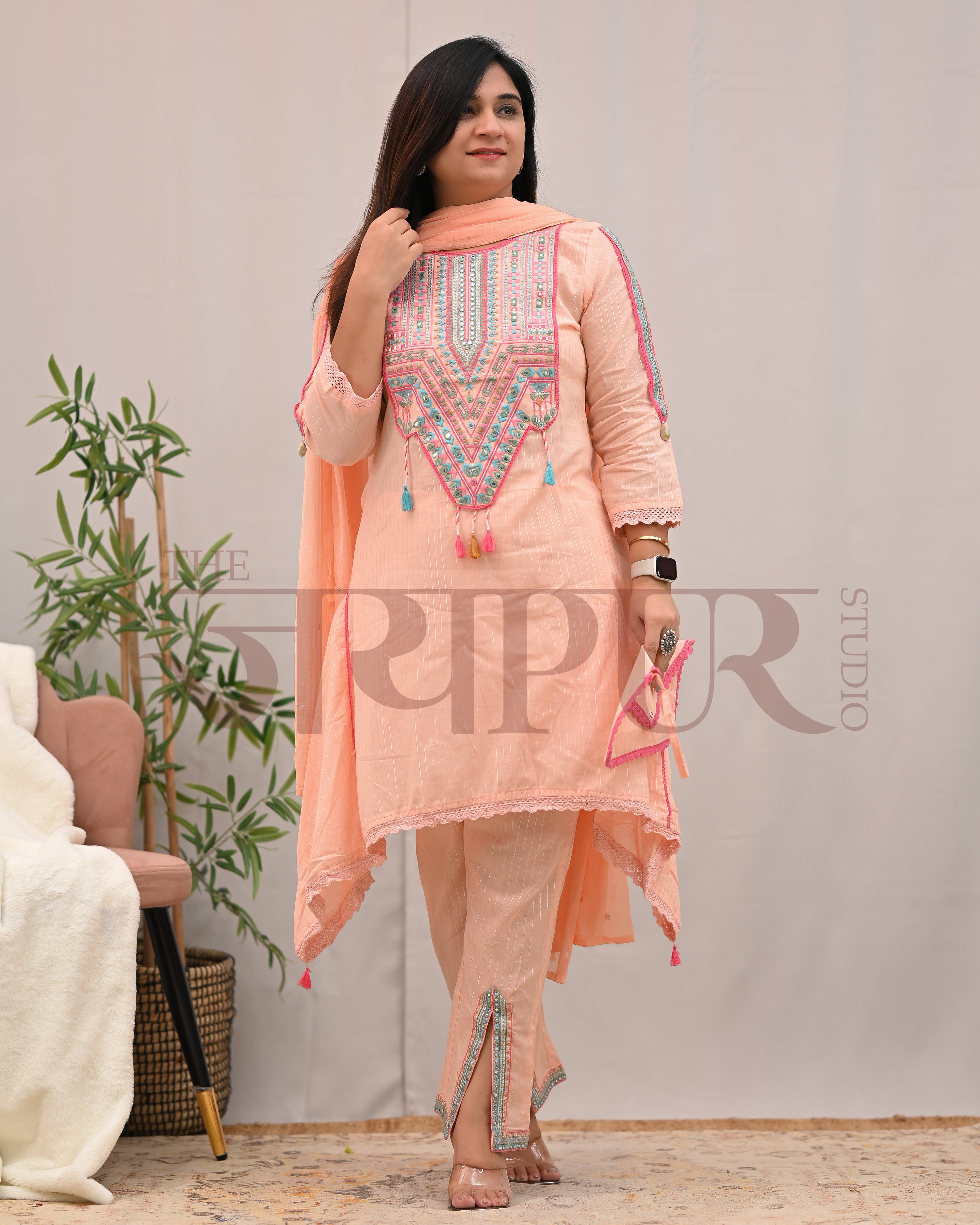 Meerza Asymmetric Embroidered Pant Set - The Jaipur Studio