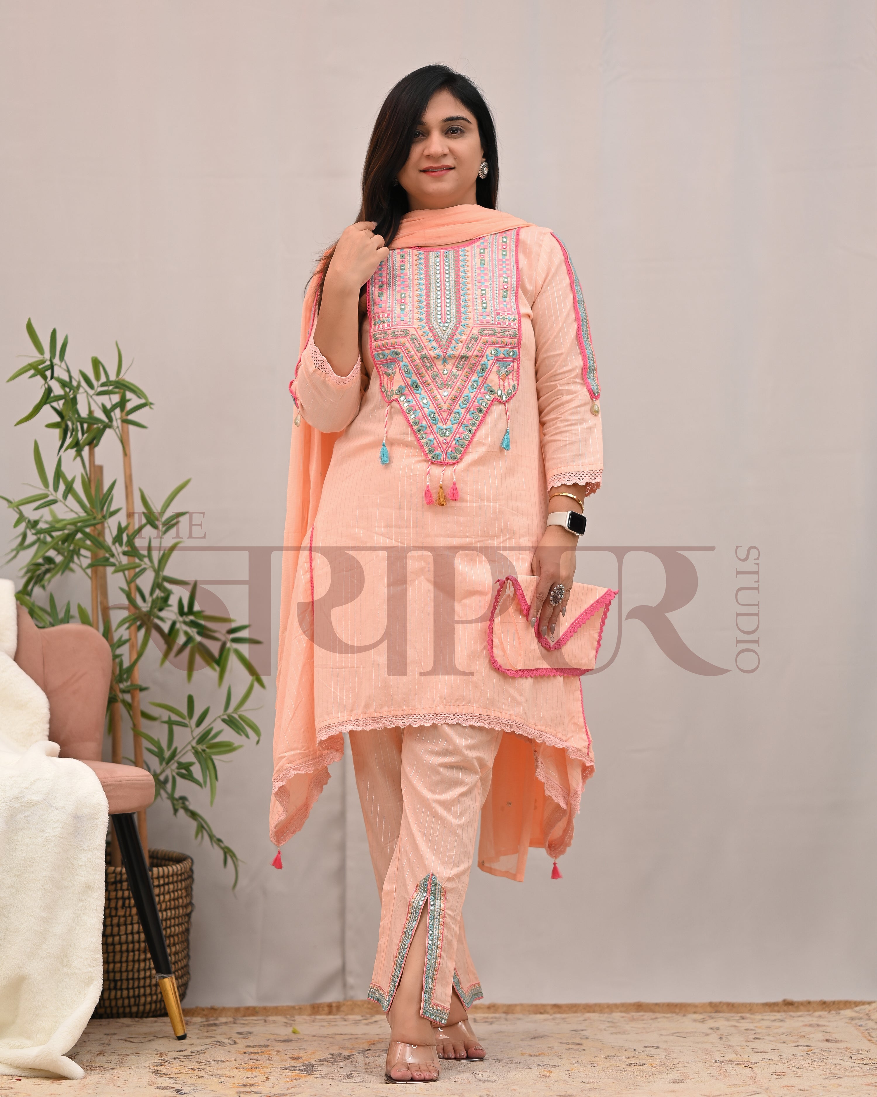 Meerza Asymmetric Embroidered Pant Set - The Jaipur Studio