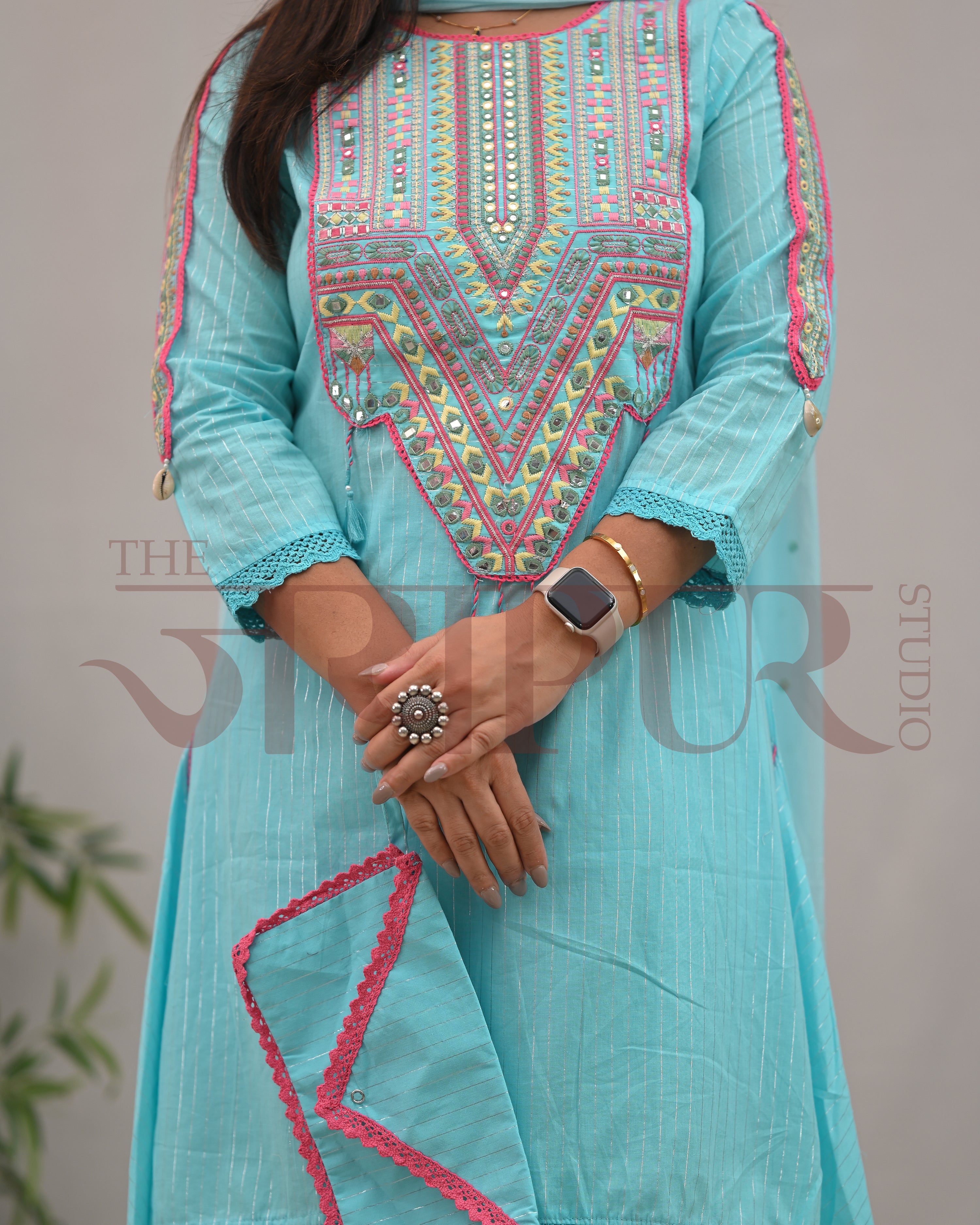 Meerza Asymmetric Embroidered Pant Set - The Jaipur Studio