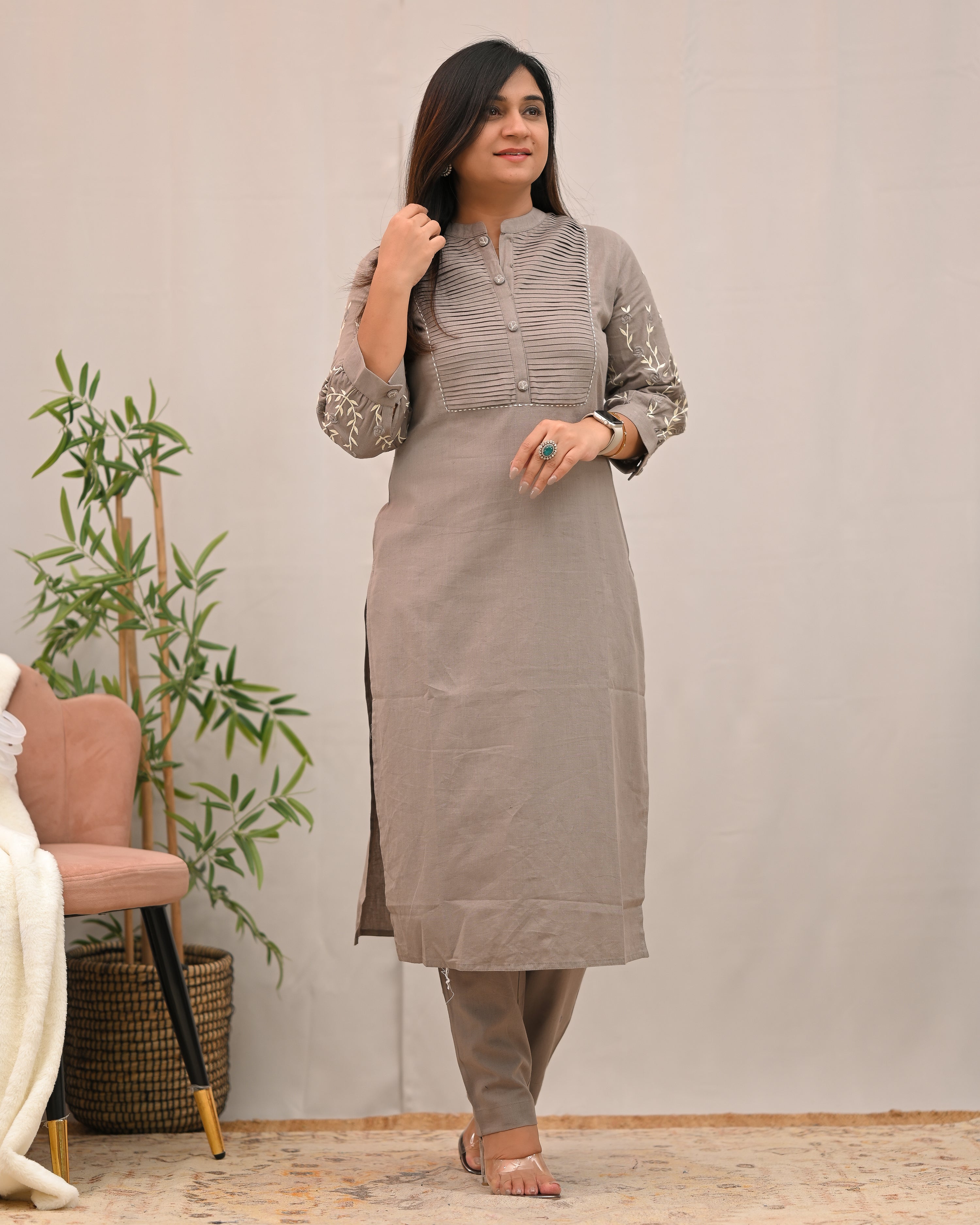 Samiksha Cotton Embroidered Pant Set - The Jaipur Studio