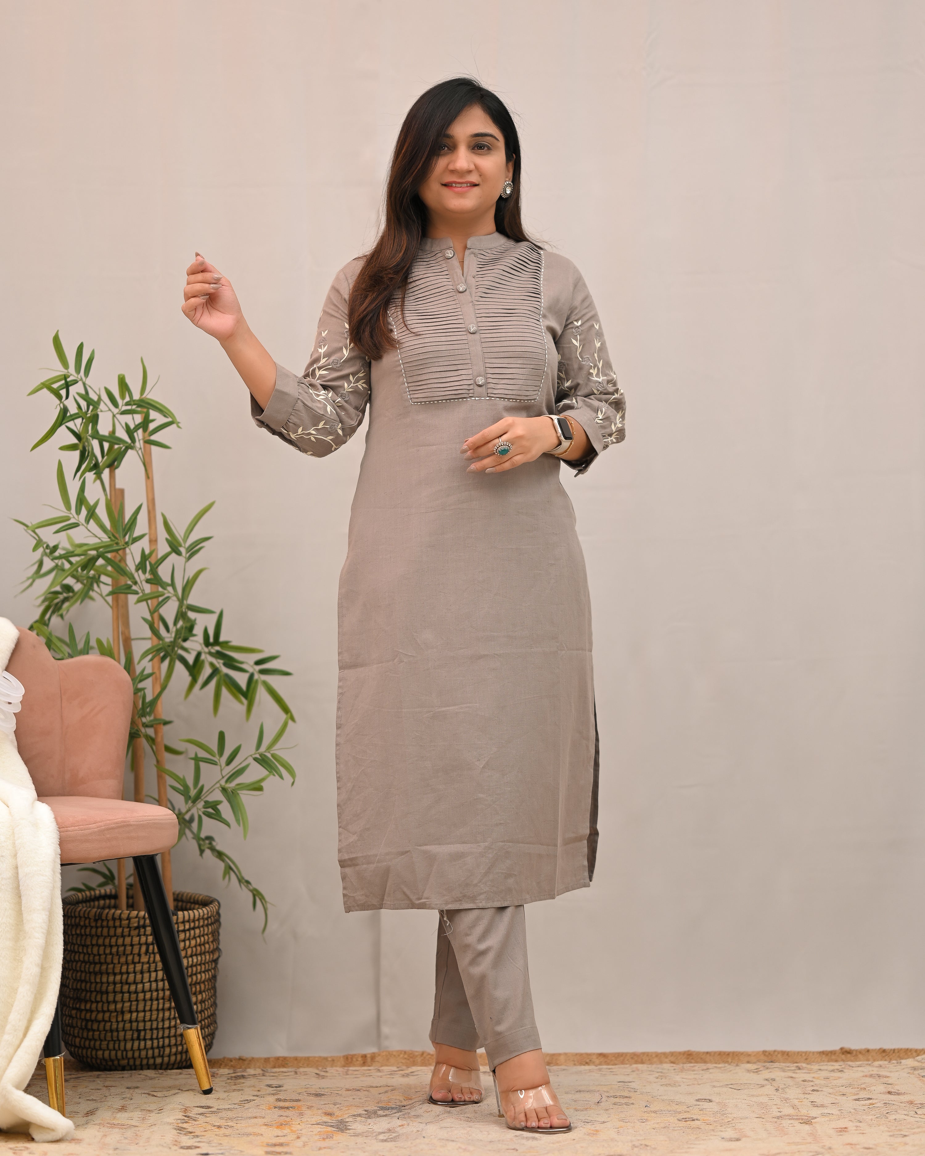 Samiksha Cotton Embroidered Pant Set - The Jaipur Studio