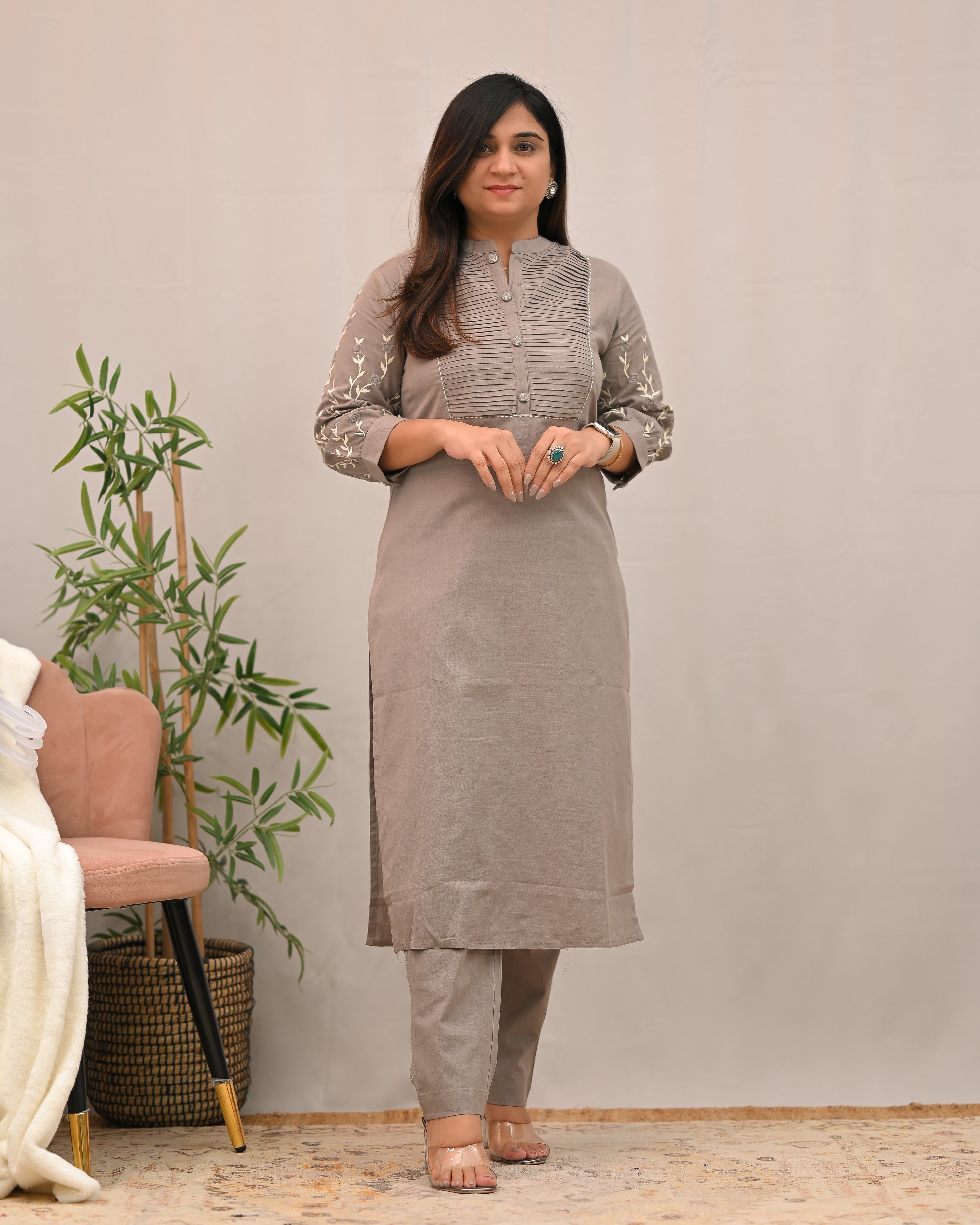 Samiksha Cotton Embroidered Pant Set - The Jaipur Studio