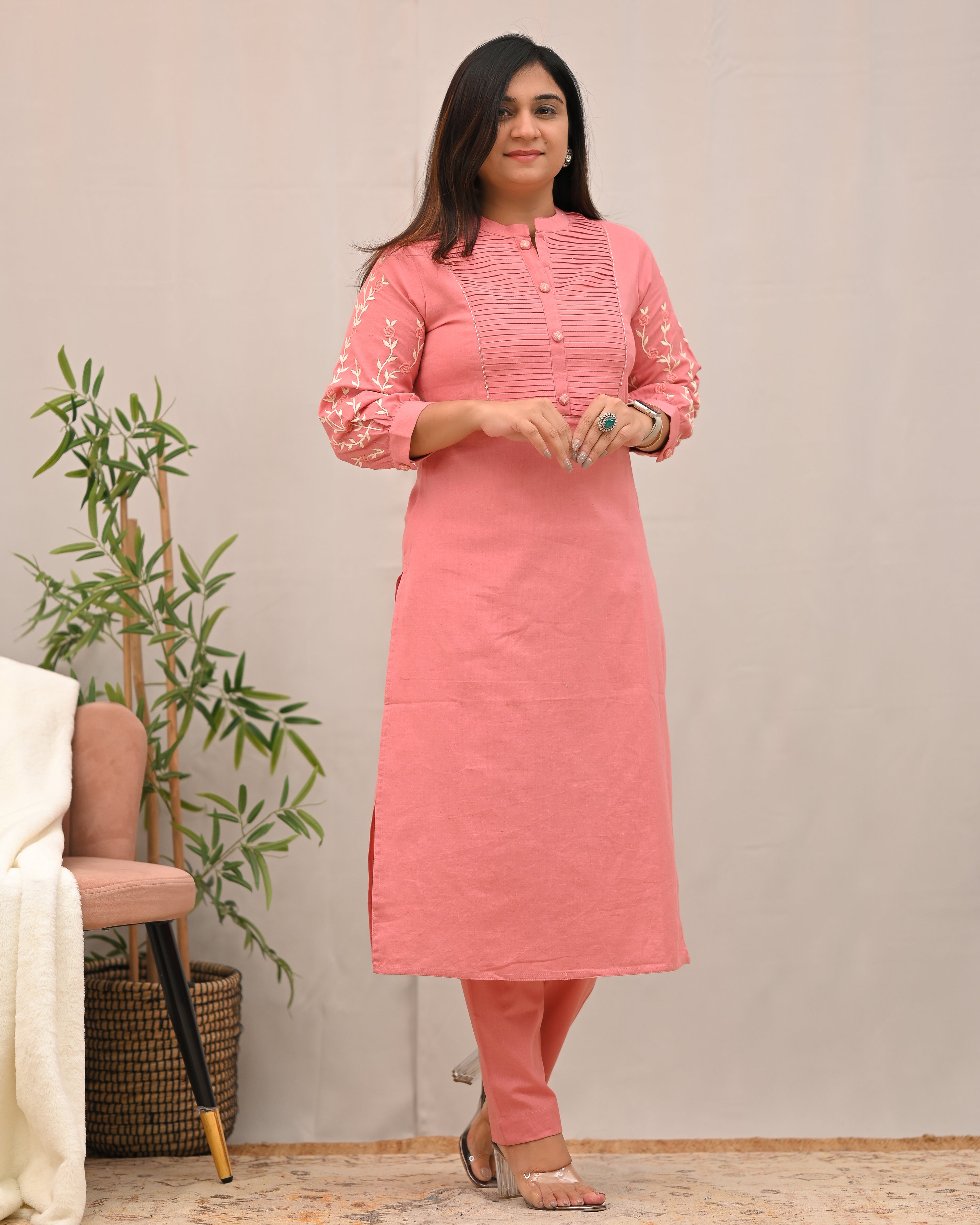 Samiksha Cotton Embroidered Pant Set - The Jaipur Studio