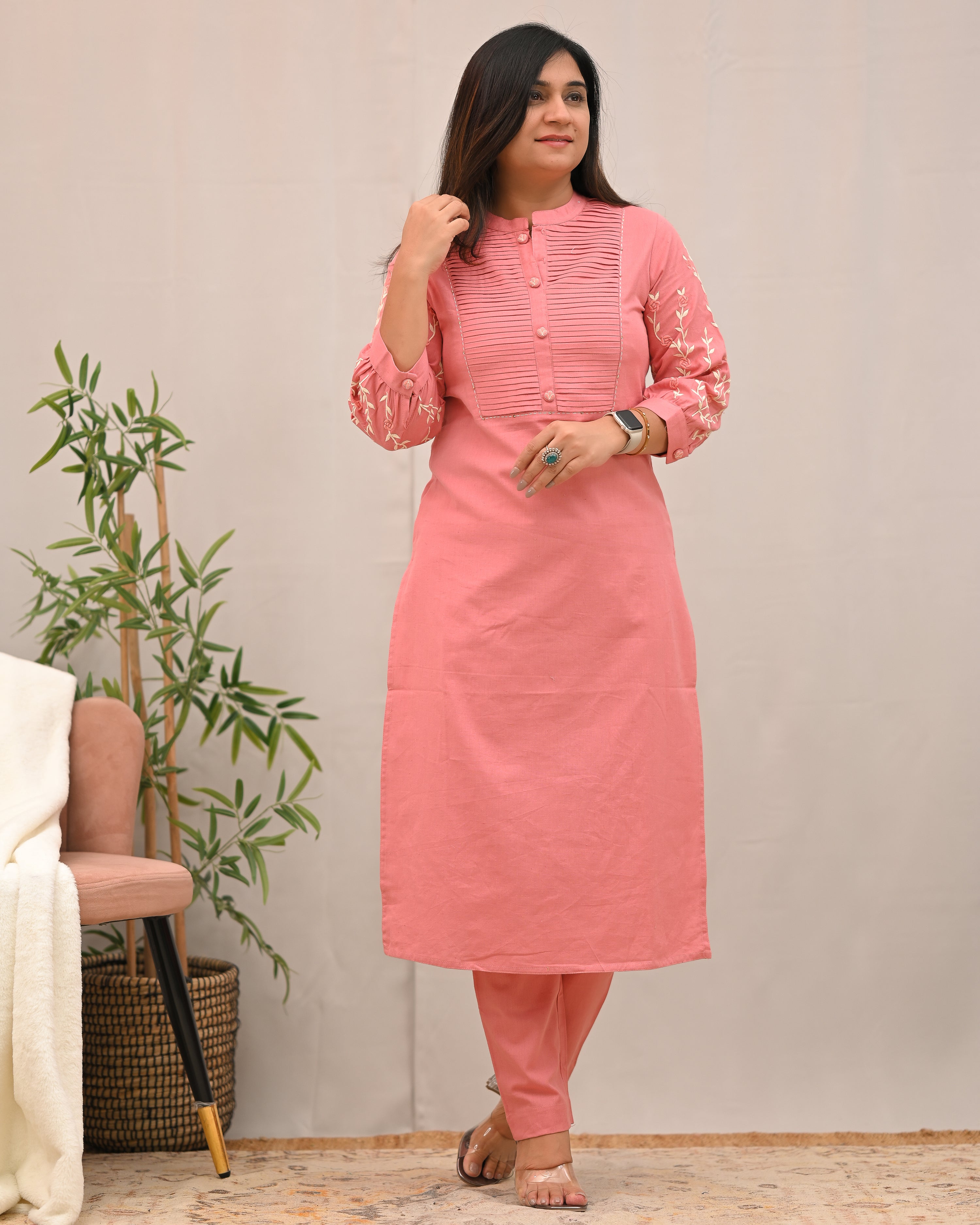 Samiksha Cotton Embroidered Pant Set - The Jaipur Studio