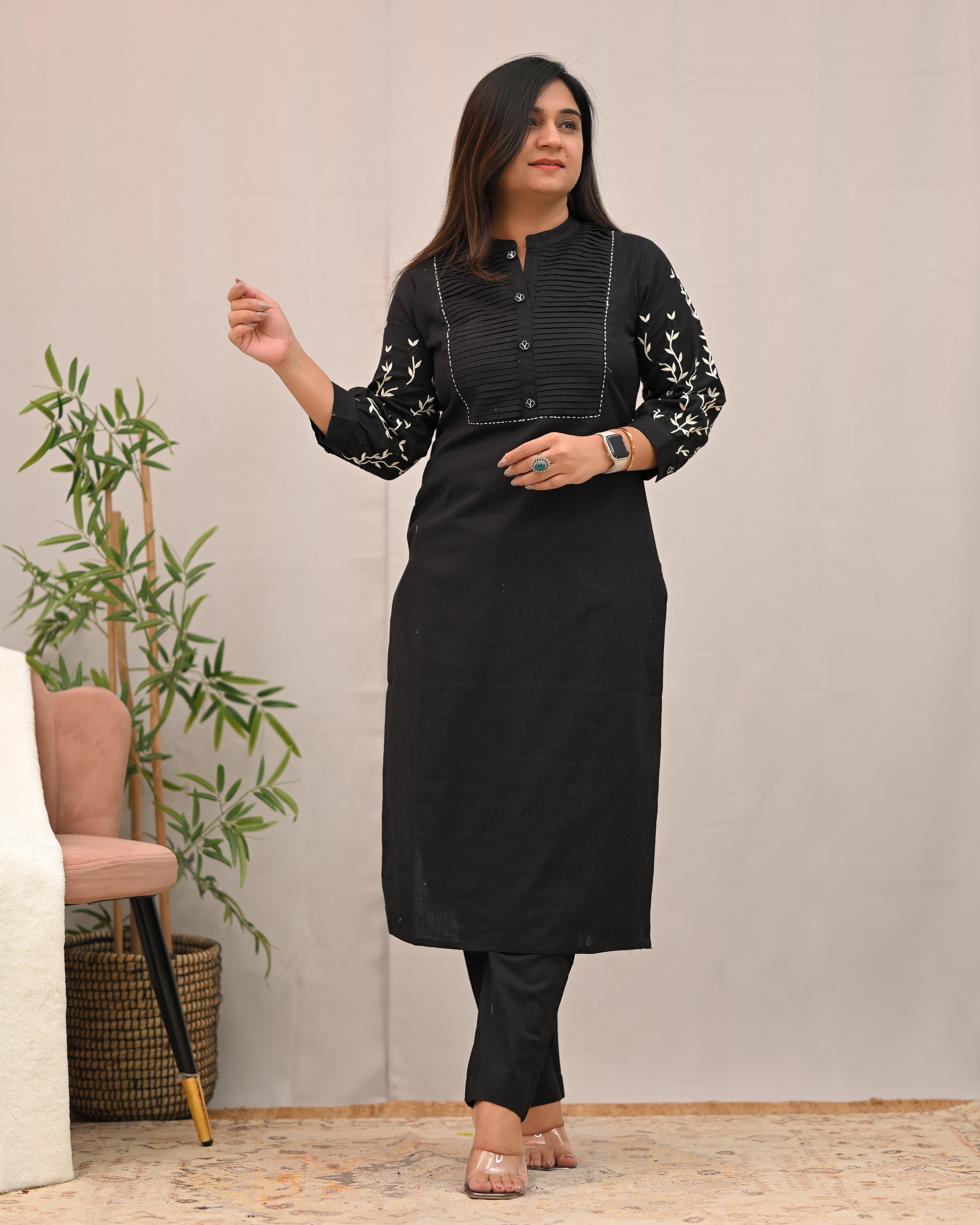 Samiksha Cotton Embroidered Pant Set - The Jaipur Studio