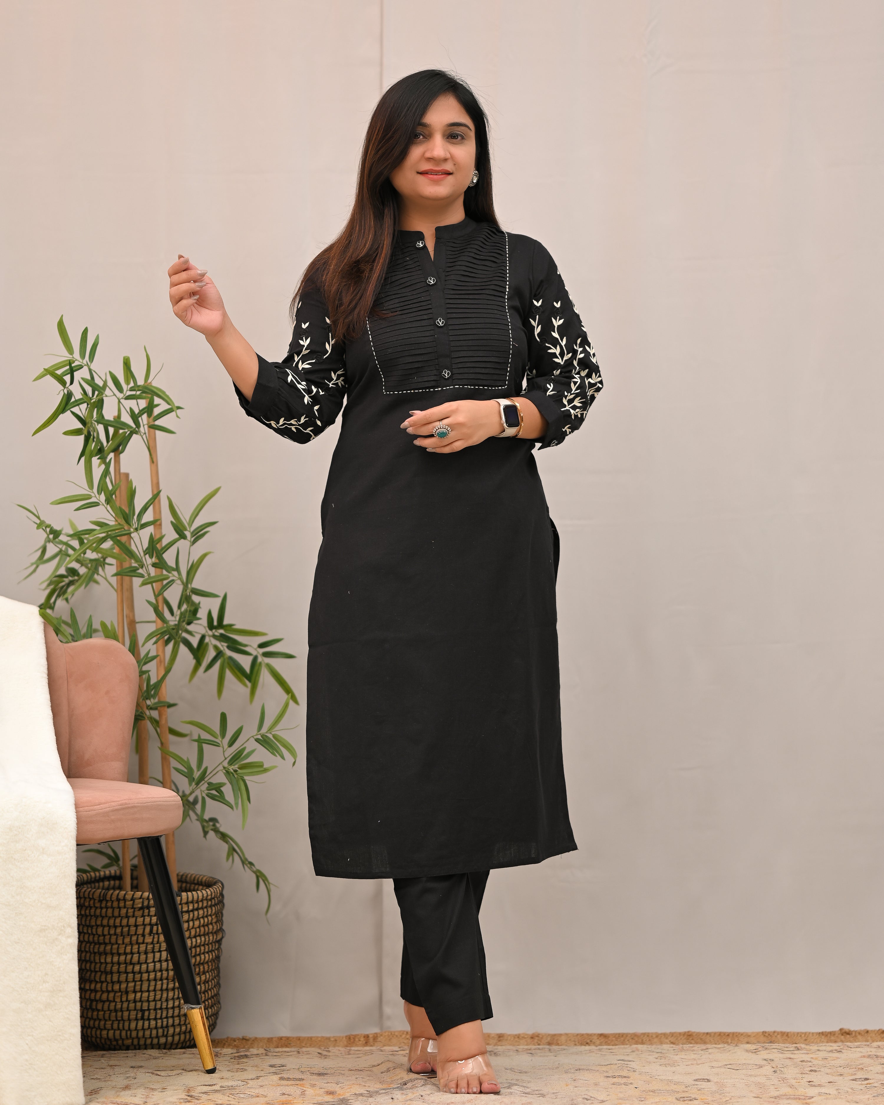Samiksha Cotton Embroidered Pant Set - The Jaipur Studio