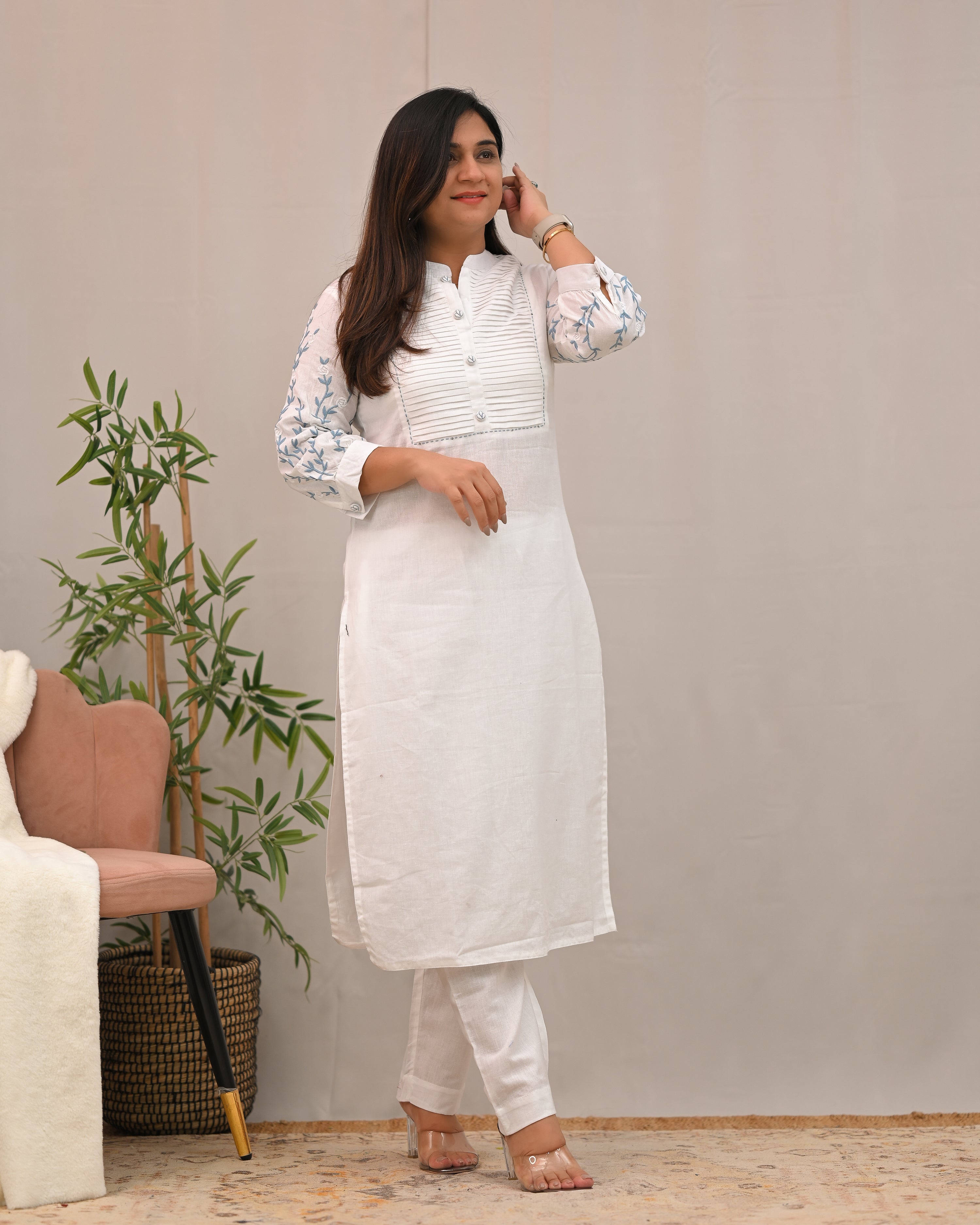 Samiksha Cotton Embroidered Pant Set - The Jaipur Studio