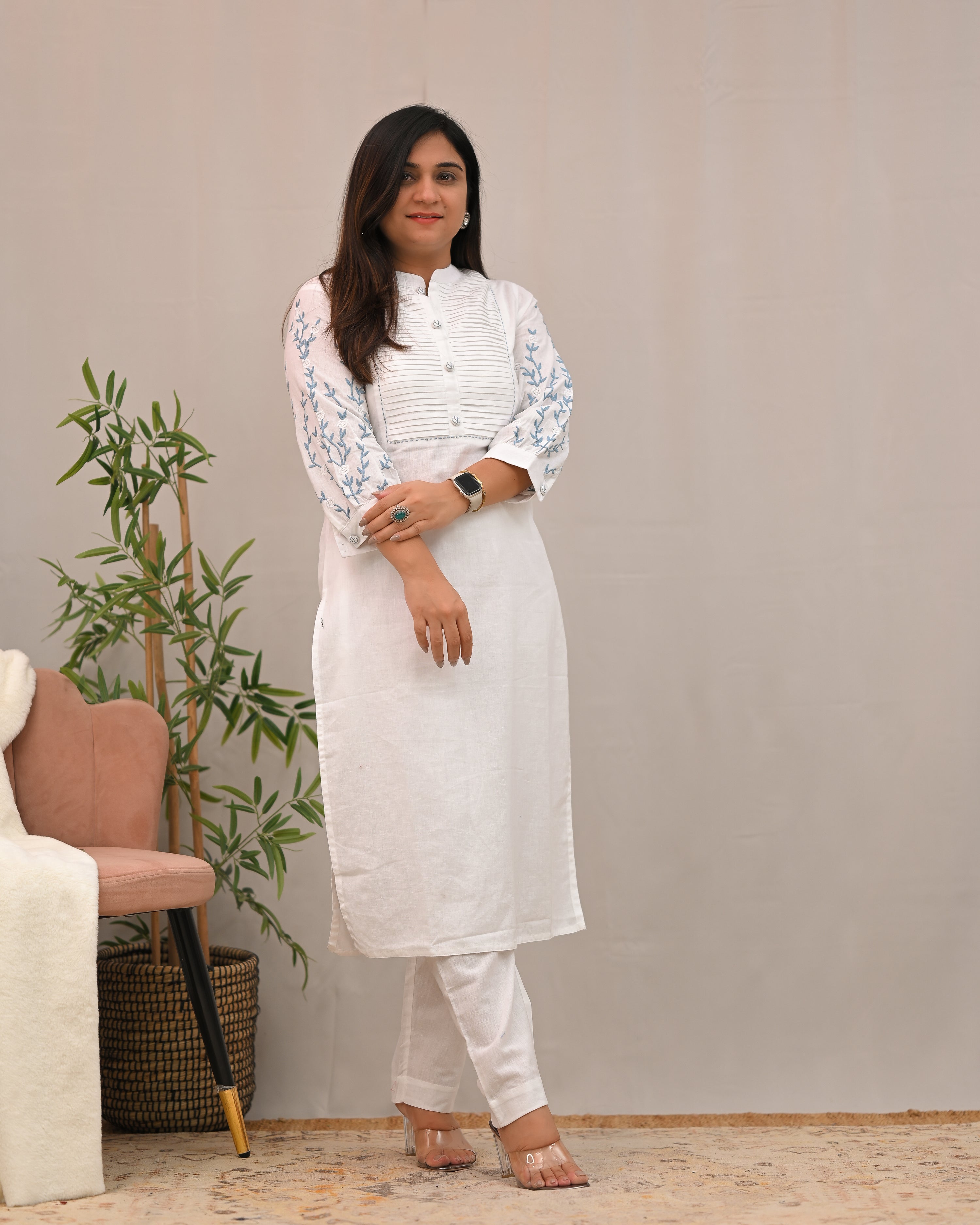 Samiksha Cotton Embroidered Pant Set - The Jaipur Studio