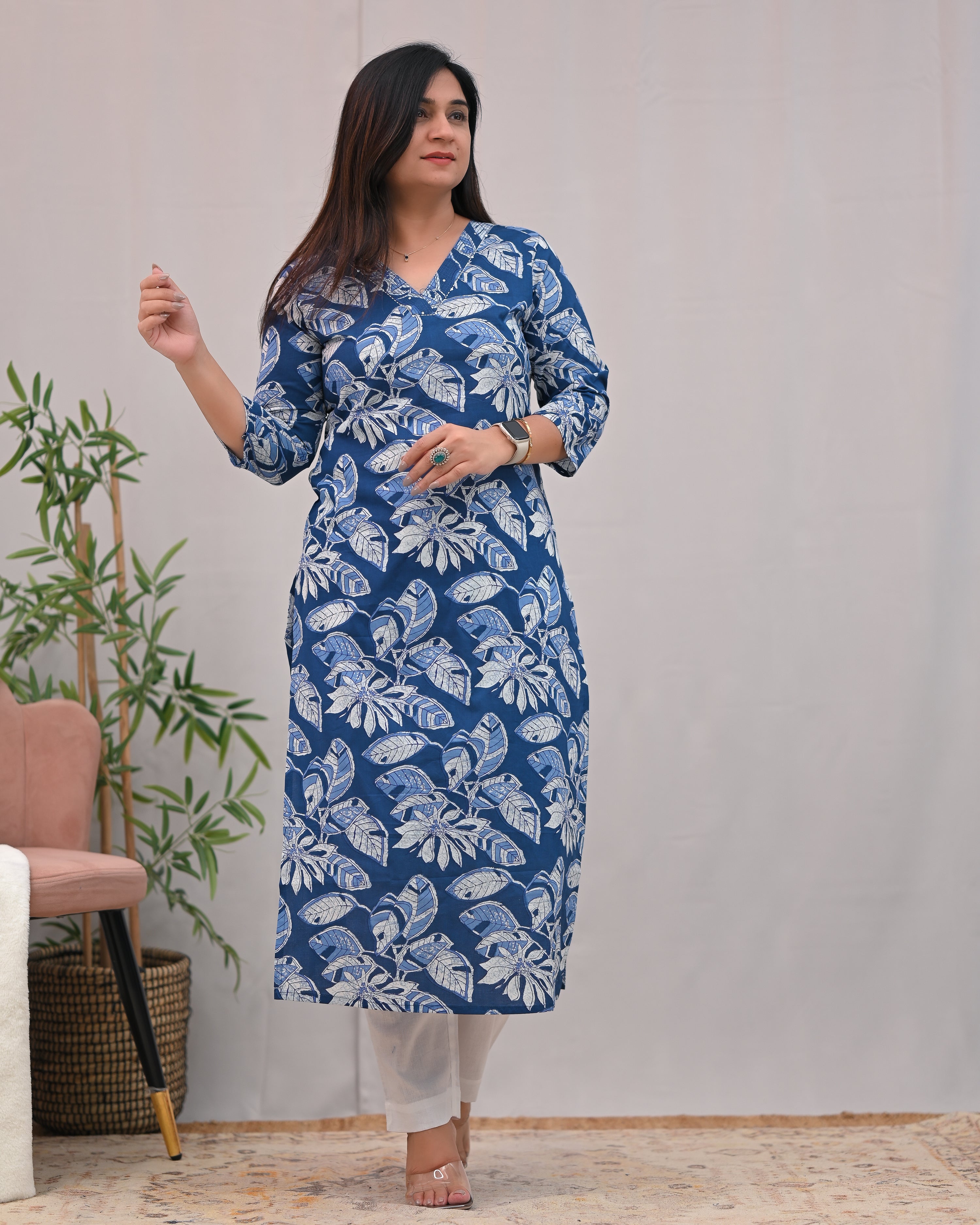 Zoya Casual Cotton straight Kurta - The Jaipur Studio