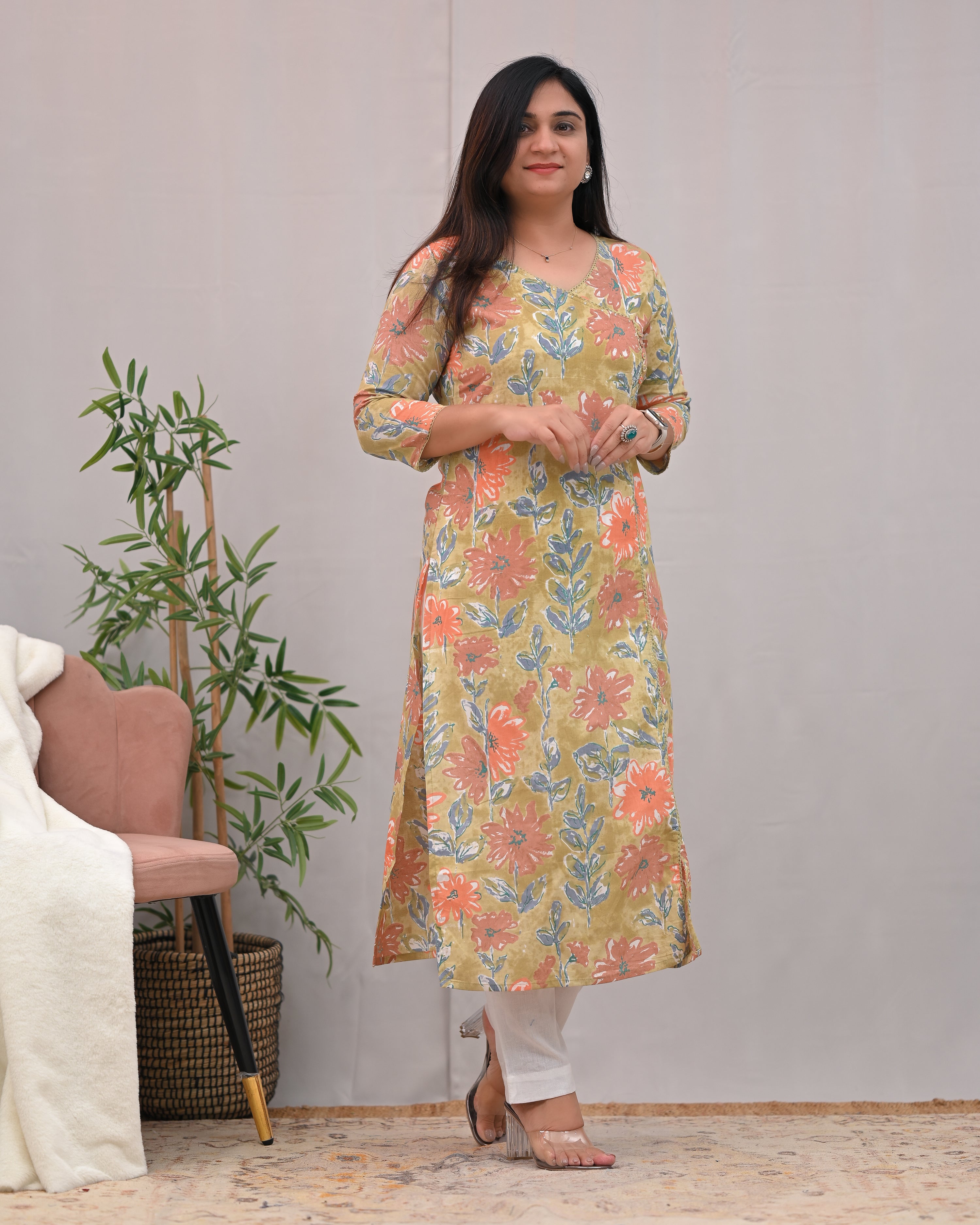 Zoya Casual Cotton straight Kurta - The Jaipur Studio
