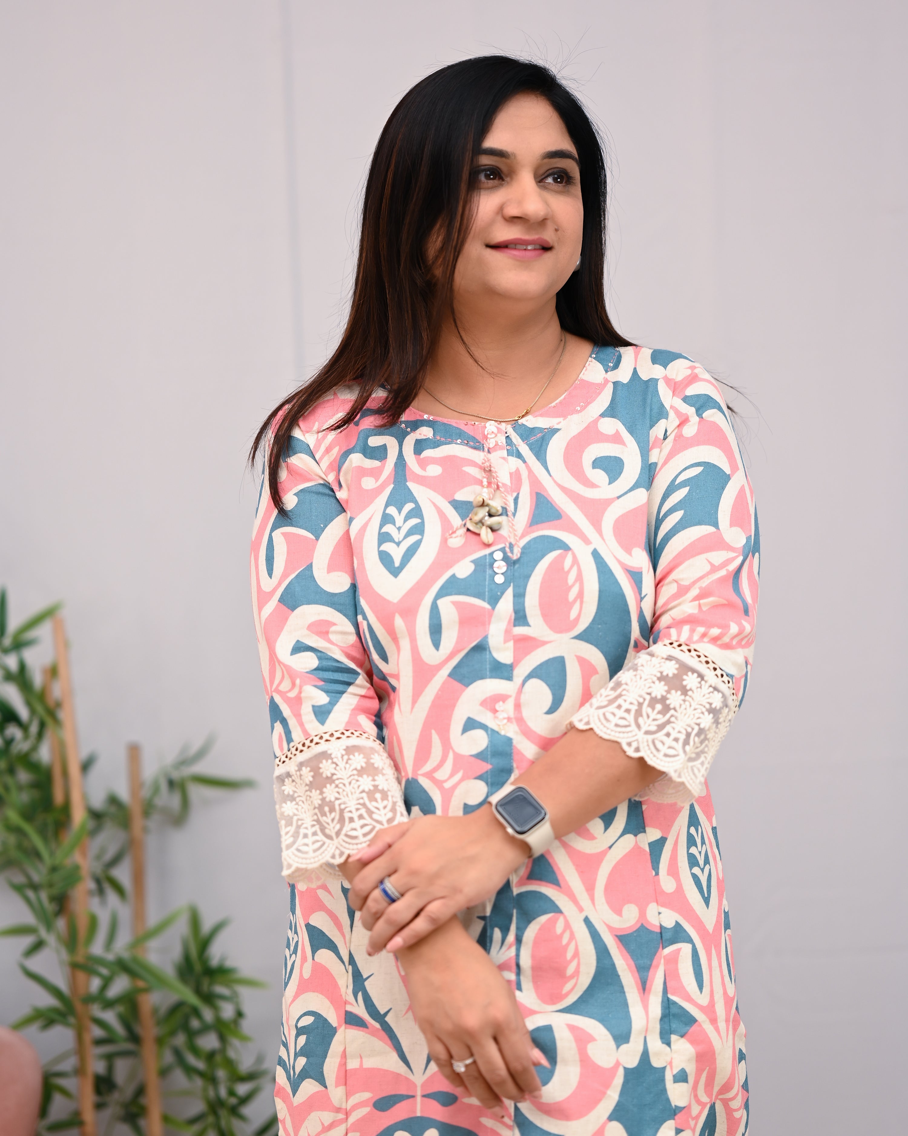 Peach A-line Cotton casual Pant Set - The Jaipur Studio